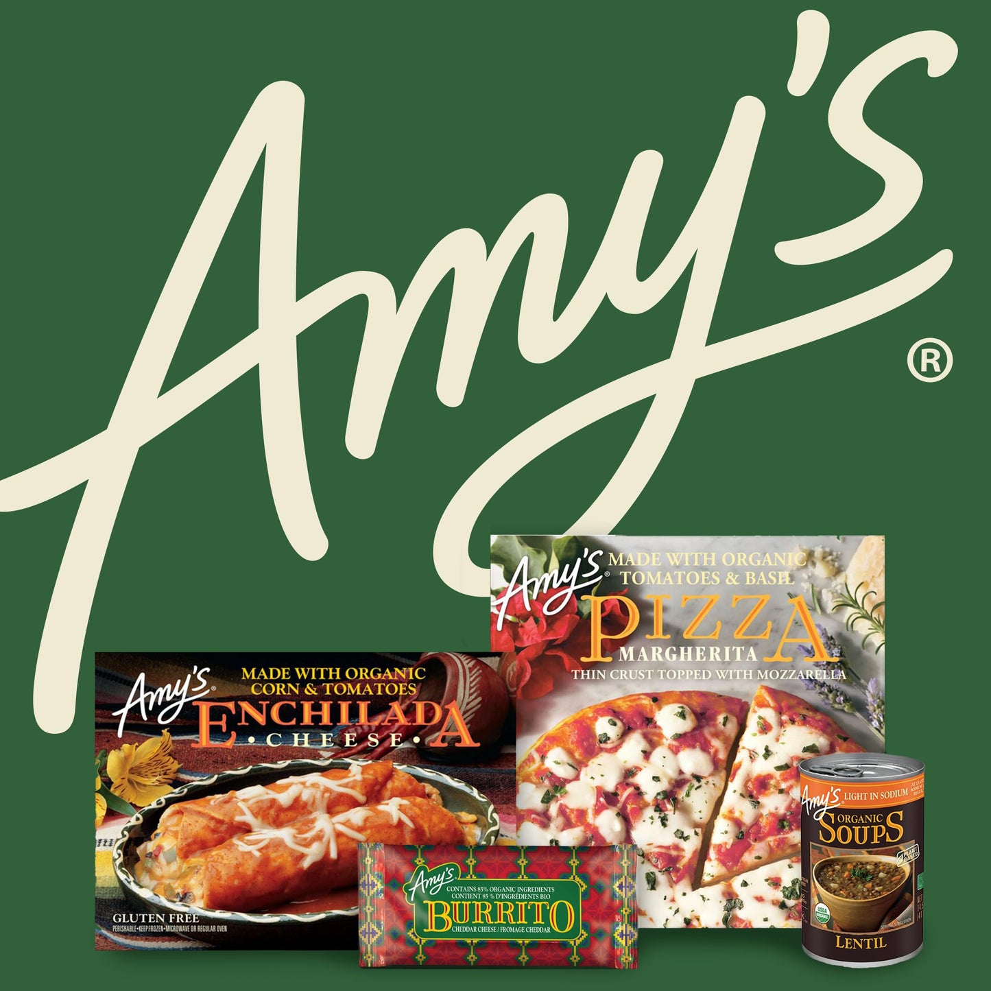 Amys Frozen Meals, Vegan and Gluten Free Burrito, Non Dairy Burrito Made With Organic Beans and Rice, Microwave Meals, 5.5 Oz
