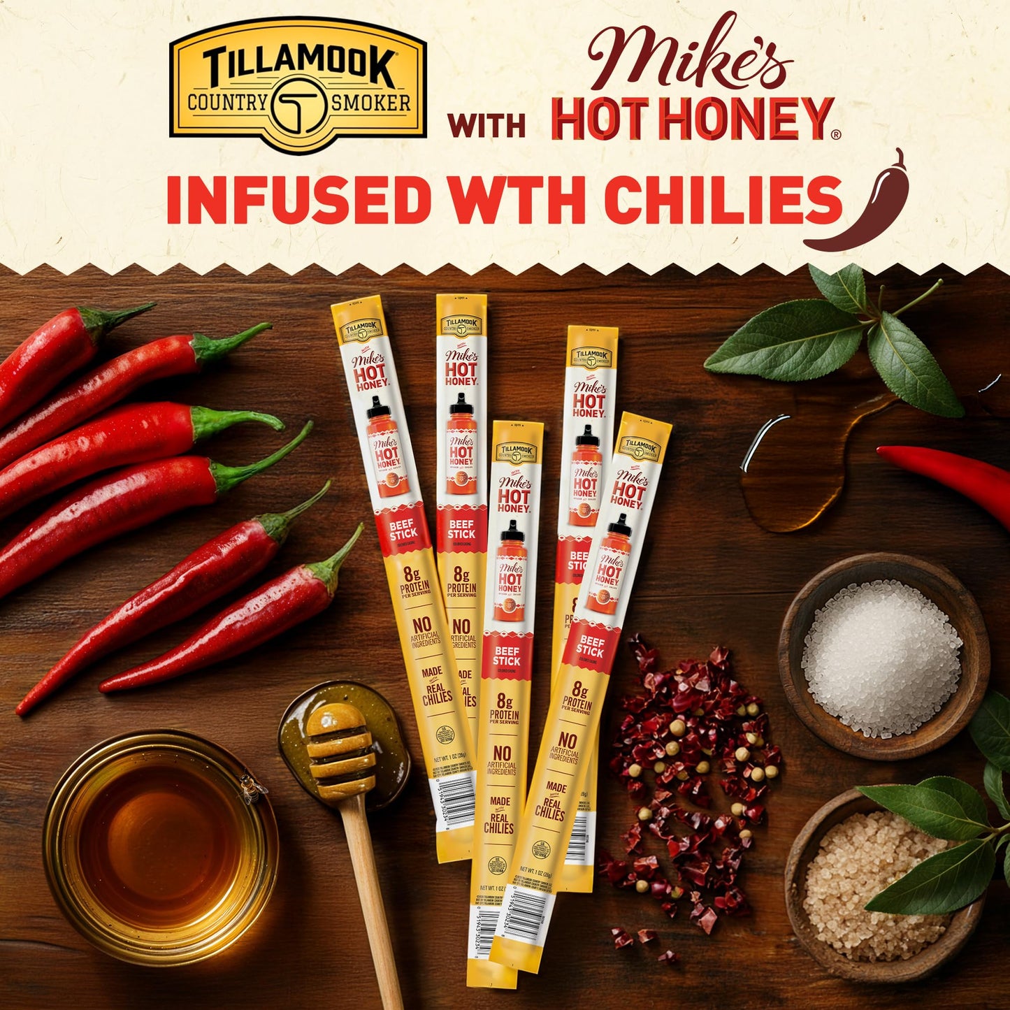 TILLAMOOK COUNTRY SMOKER Beef Sticks, Sweet & Spicy, Low Carb, High Protein, 1 Ounce (Pack of 24)