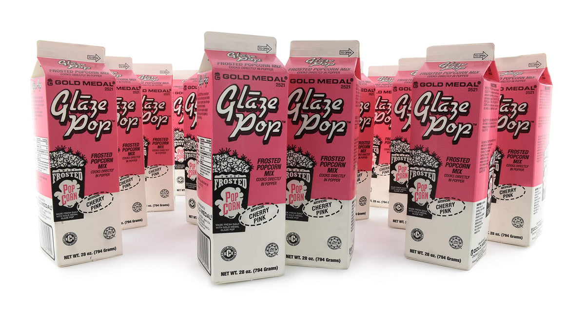 Gold Medal Cherry Pink Glaze Pop Frosted Popcorn Mix, 28 oz, 12 Count, 2.33 oz per pack