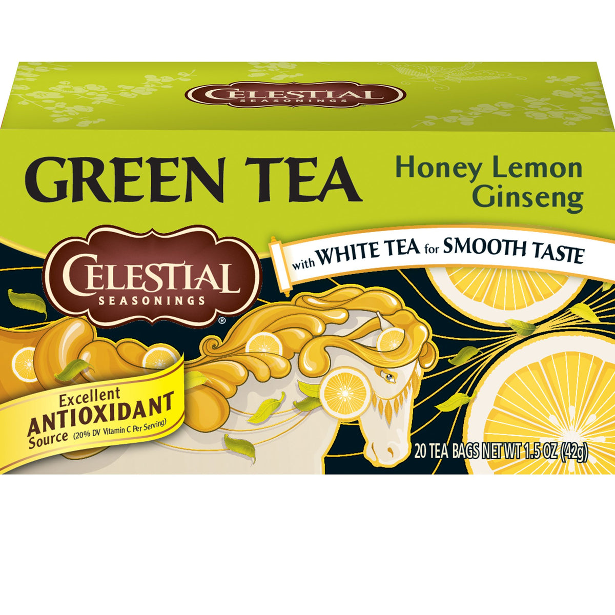 Celestial Seasonings Green Tea, Honey Lemon Ginseng, 20 Ct