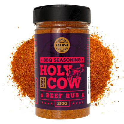 Holy Cow BBQ Beef Rub - 100% Natural Seasoning - Packs Amazing Flavour Into Any Cut Of Beef For Wonderful BBQ And Grill Dishes -