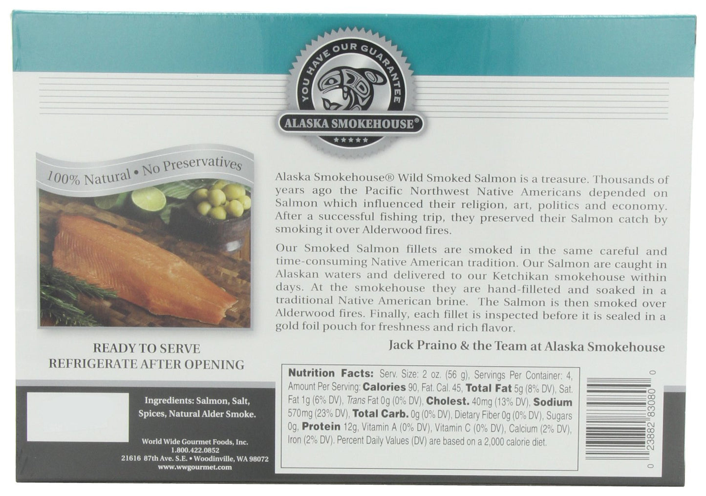 Alaska Smokehouse Smoked Salmon Fillet, Pack of 2, 8-Ounce Gift Boxes