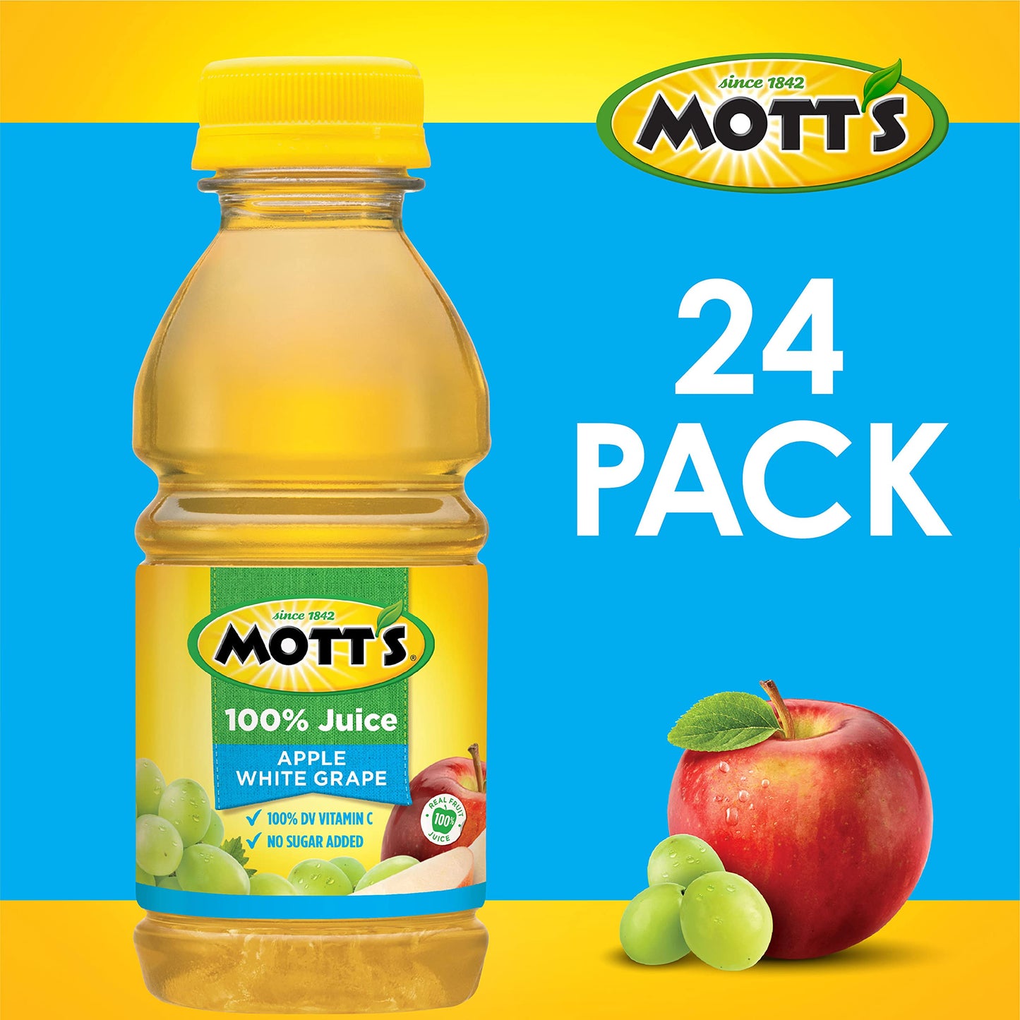 Motts 100% Apple White G  Juice, 8 Fl Oz Bottles, Pack of 24