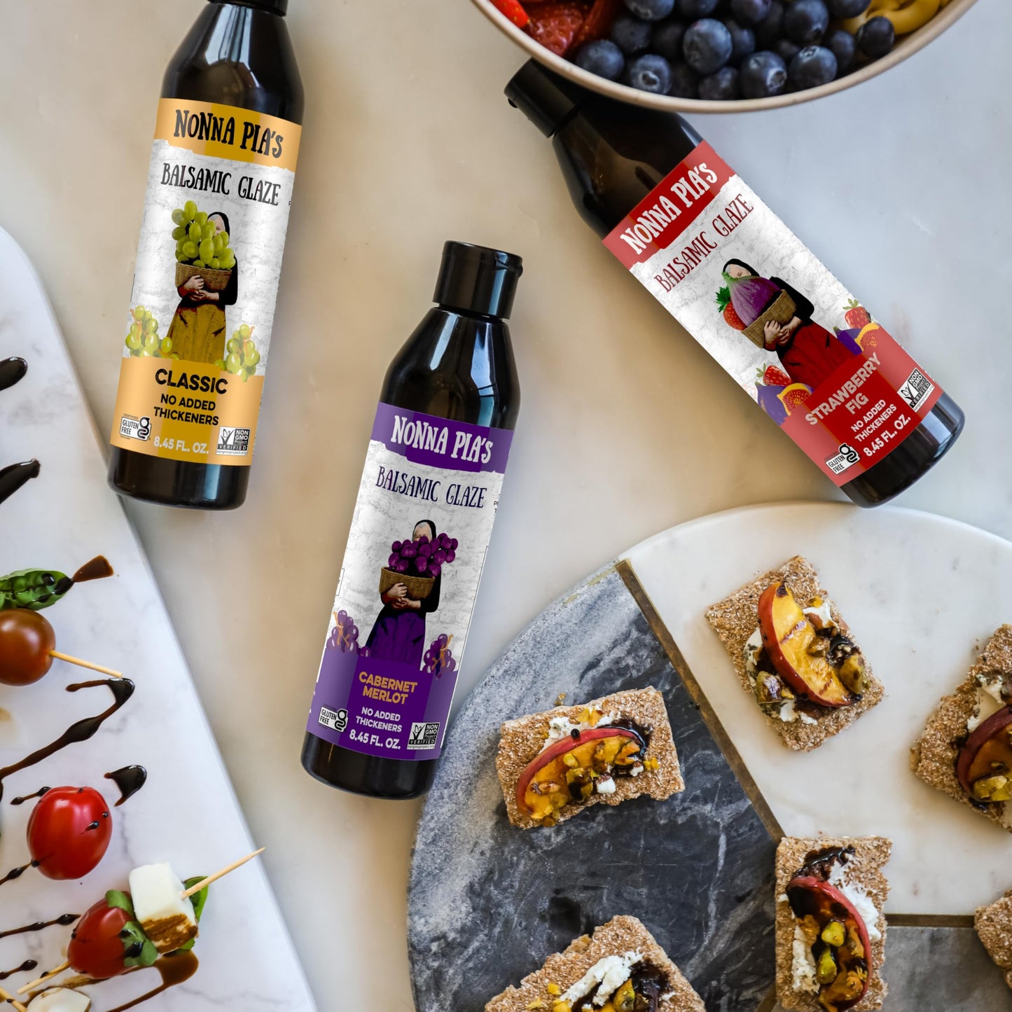 Nonna Pias Variety Pack Balsamic Glaze, 8.45oz (Pack of 3) - Non-GMO, Gluten-Free