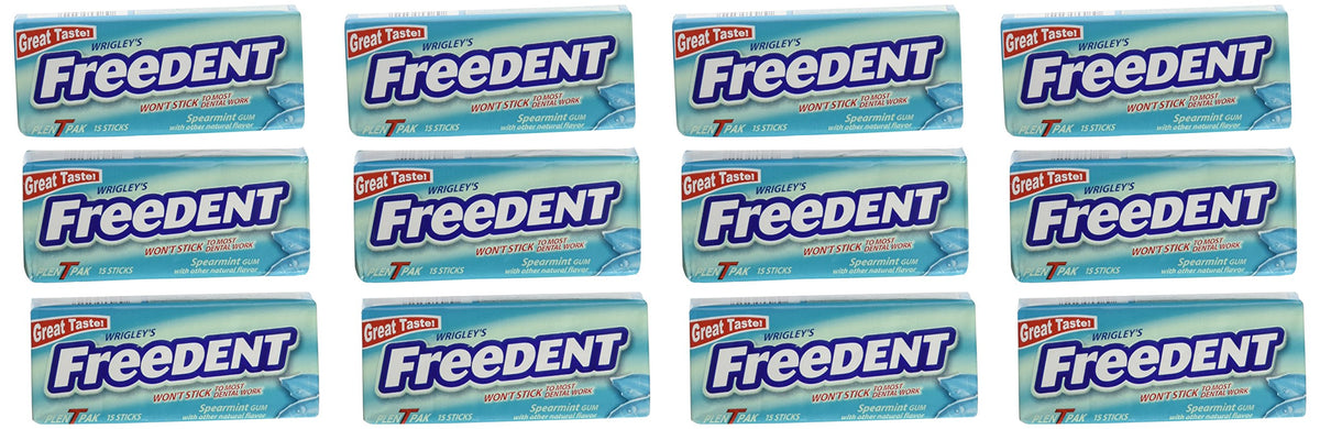 Freedent Gum Spearmint 15 Sticks, 12 Pack, (180 Sticks Total)