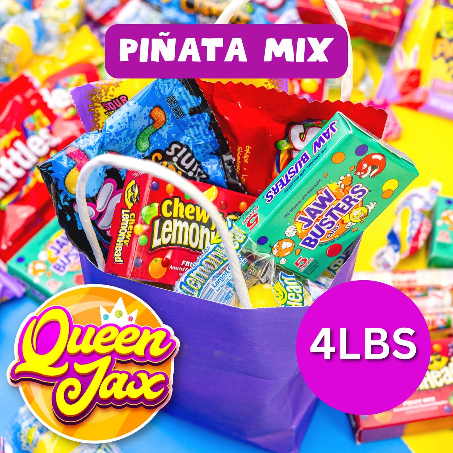 Pinata Candy Mix- Assorted Candy Variety Pack - 4 Lb - Individually Wrapped - Piata Stuffers - Bubble Gum, Fruity Sweets, Chewy