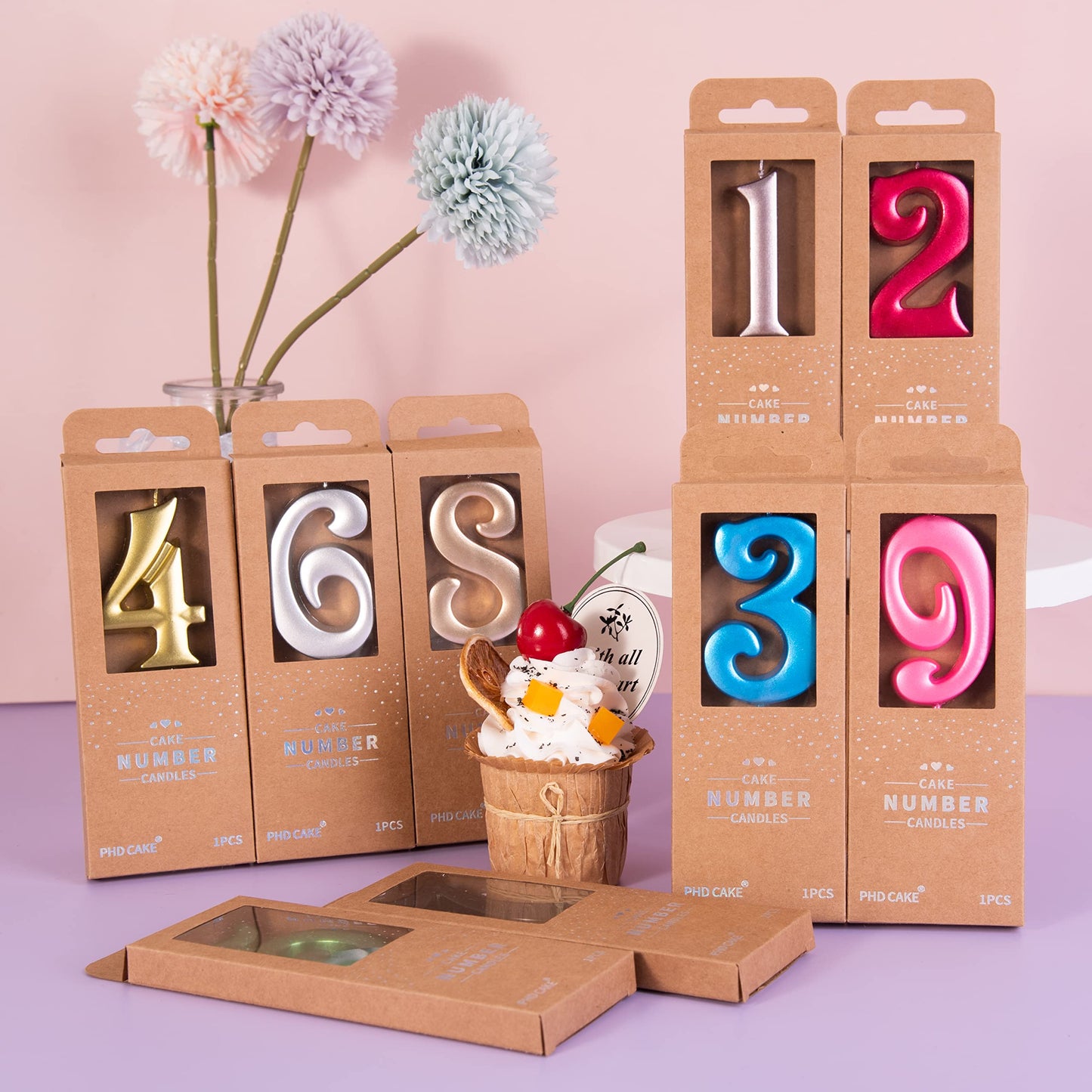 PHD CAKE Birthday Candles - Elegant Black Number 4, Wax Material, 2.76 Inch Size, Perfect for Party Celebrations