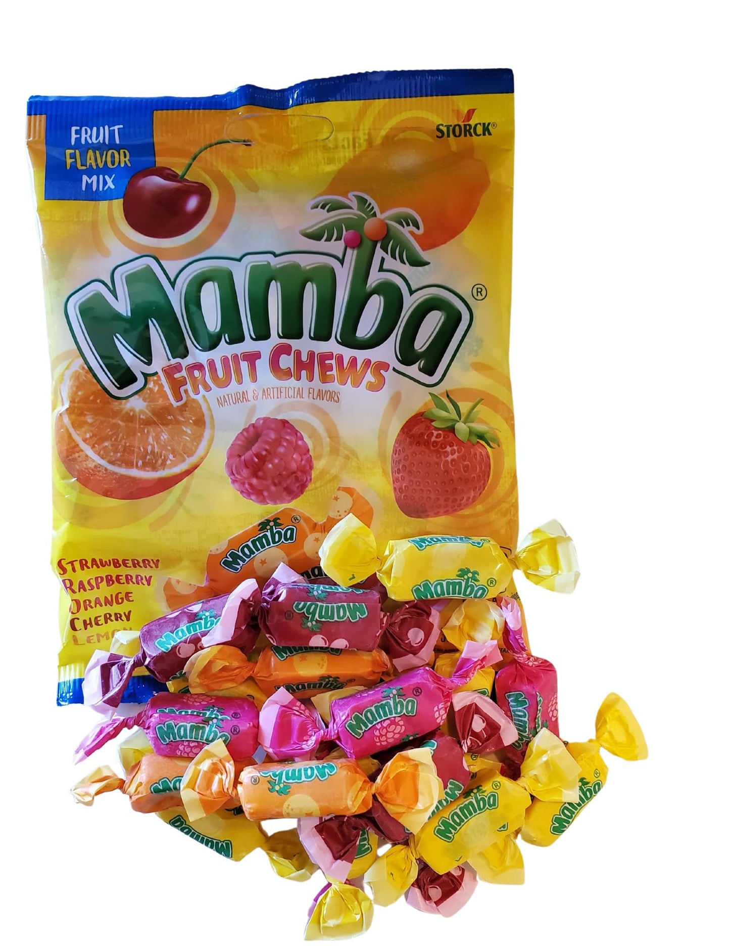 Mamba Fruit Chews Candy - Classic Great Flavors, Chewy, Individually Wrapped And Fresh! 3.52Oz Bags - 4 Packaged By Leathnu Foun