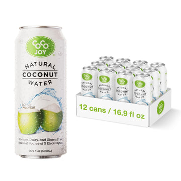 CoCo Joy Natural Coconut Water, Low-Calorie, High-Calcium, Nutrient-Rich Drink 12 pack