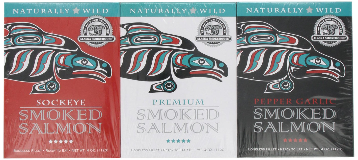 Alaska Smokehouse Smoked Salmon Gift Set - Trio of Flavors, 12 Ounce (Pack of 1)