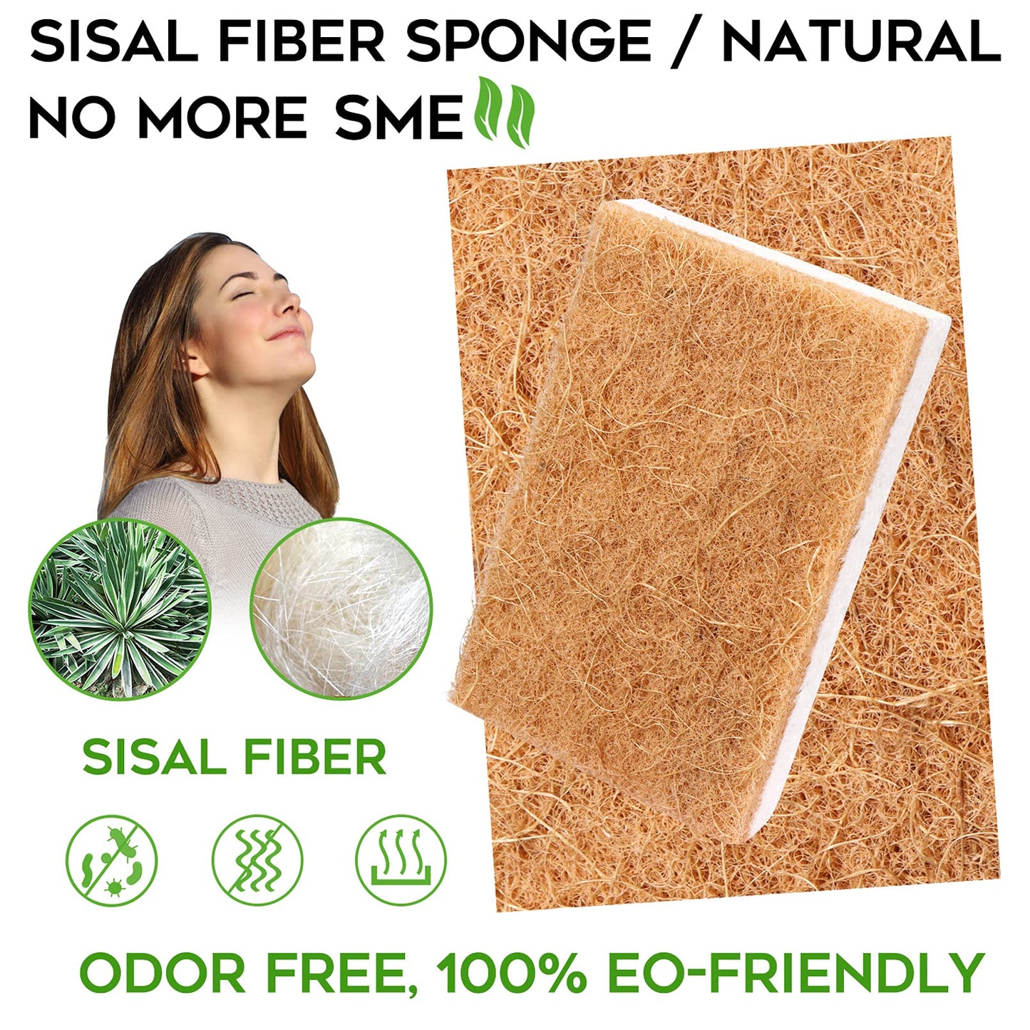Natural Sponge Kitchen 12Pack,Eco Friendly Non-Scratch Scrub Sponge,Biodegradable Sisal Scrubber With Compostable Kitchen Sponge
