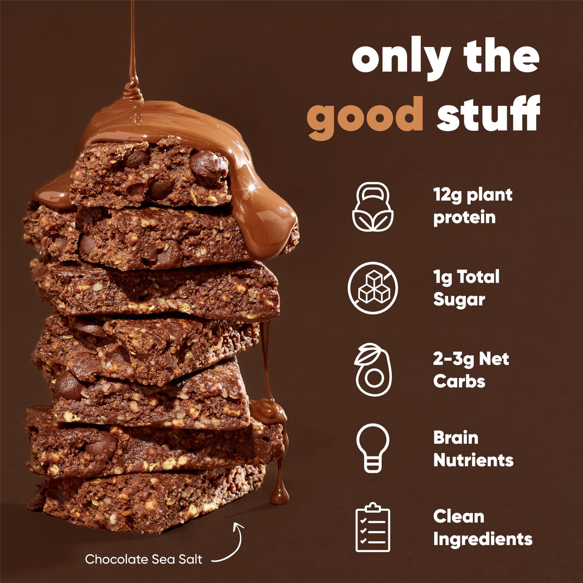 IQBAR Brain and Body Plant Protein Bars - Chocolate Lovers Variety - 12 Count, Low Carb, High Fiber, Gluten Free, Vegan Snacks -