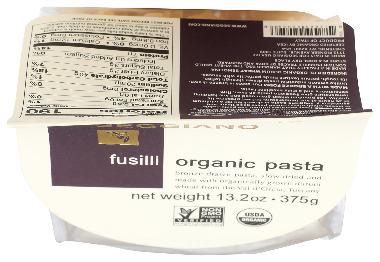 SEGGIANO Organic Fusilli Pasta  13.2 OZ