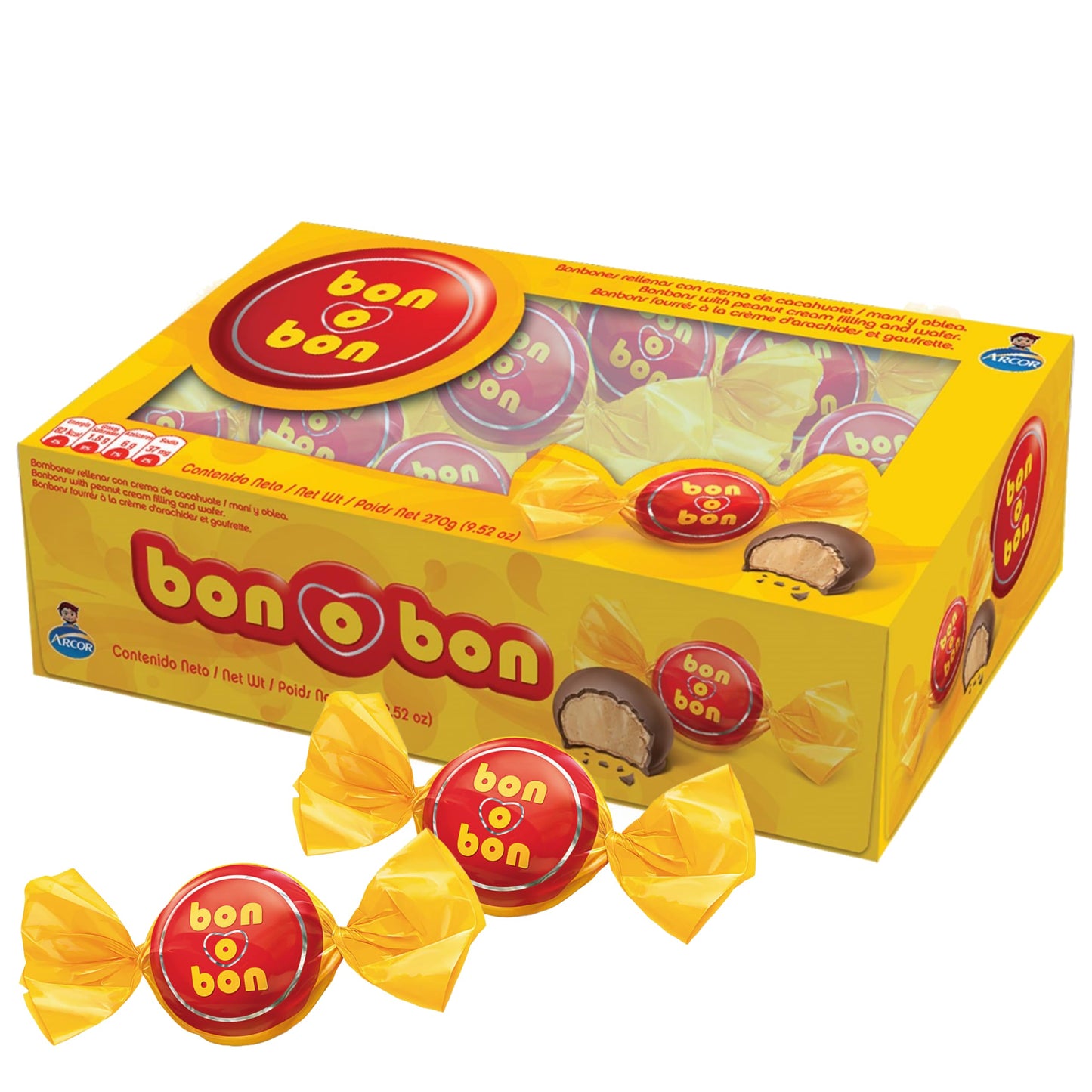 Bon O Bon Chocolate Bon Bons  Decadent Chocolate Truffles With A Creamy Peanut & Wafer Filling  15G X 18 Bonbons