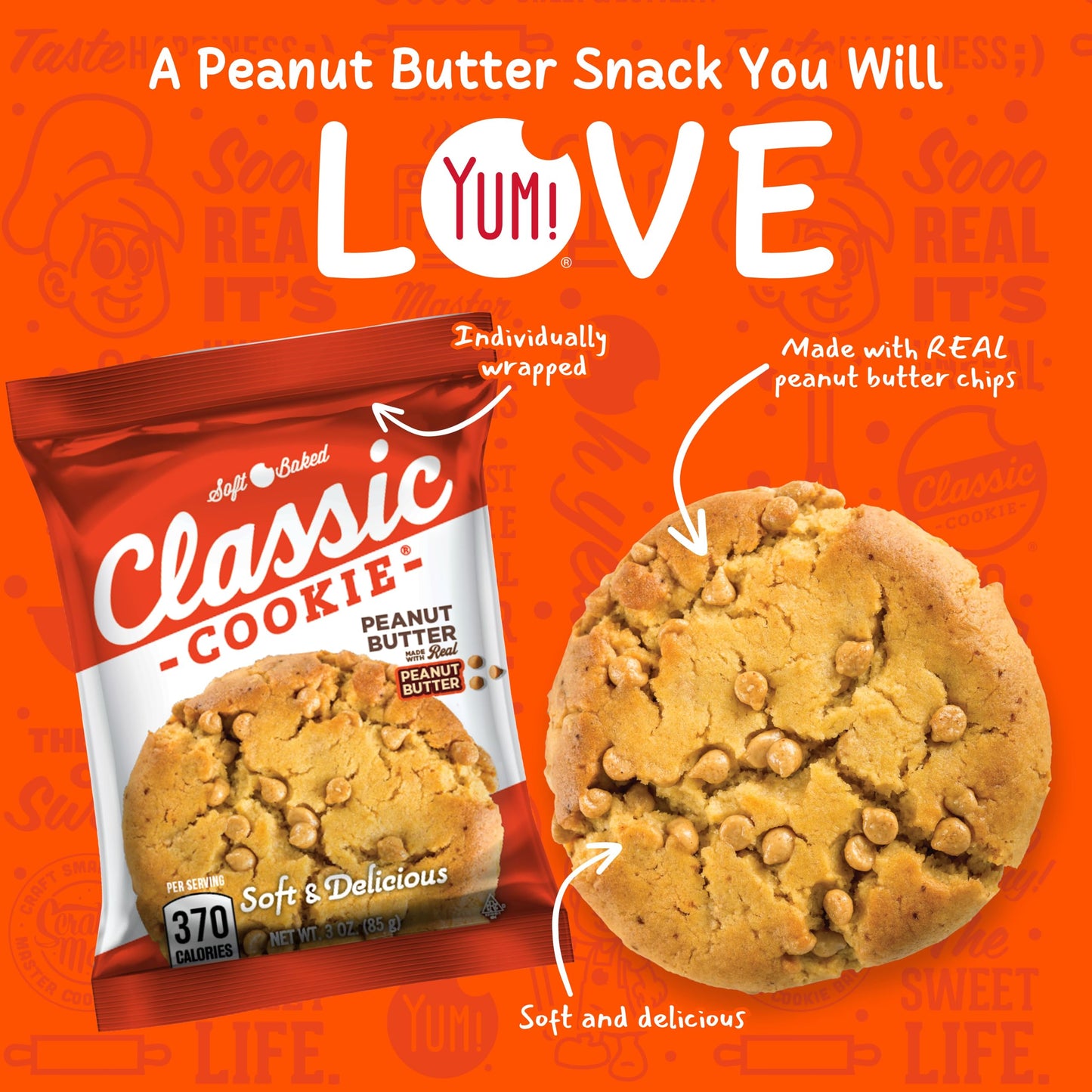 Classic Cookie, Soft Baked Cookie, Peanut Butter 3Oz, 32 Count Pack