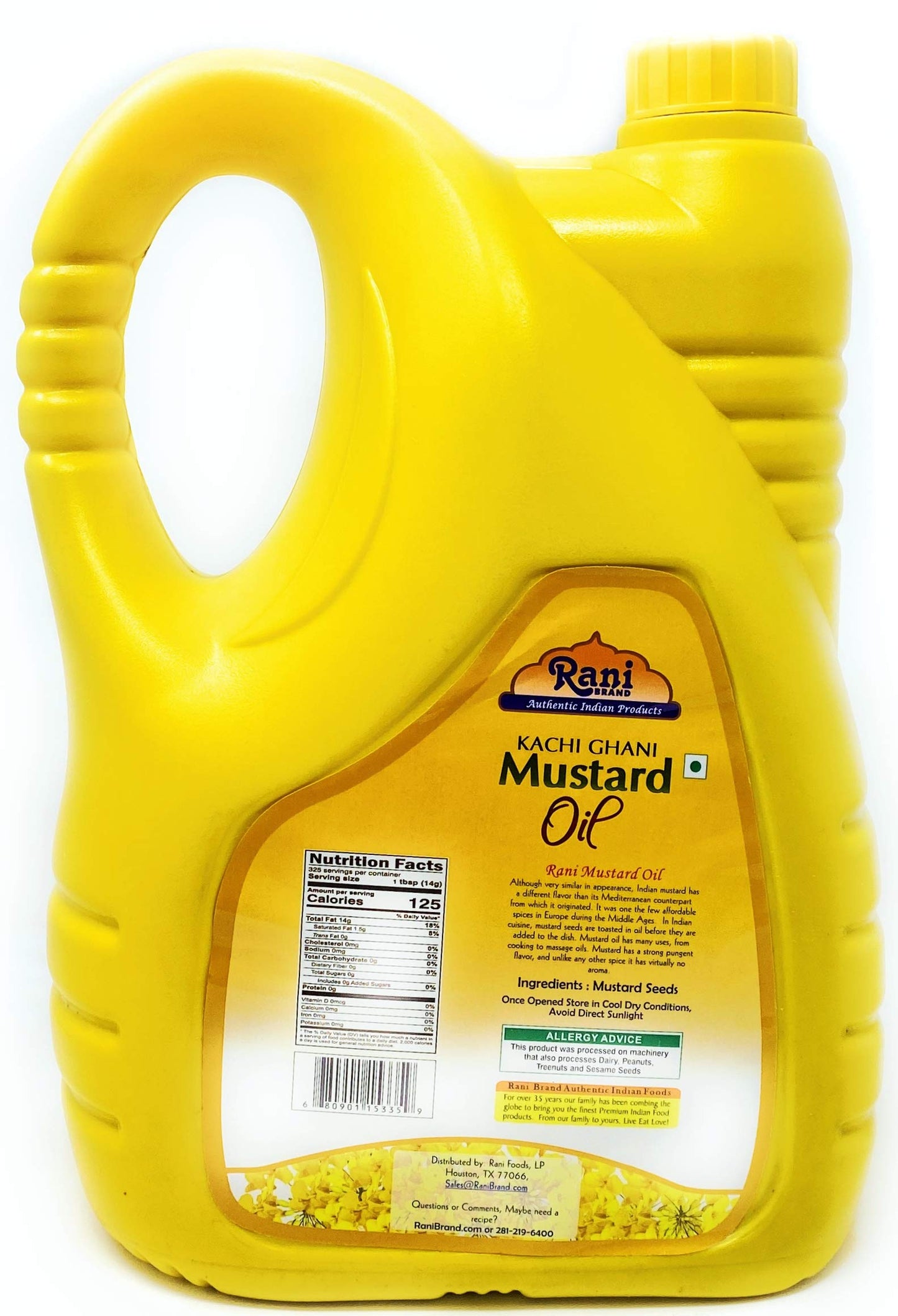 Rani Mustard Oil (Kachi Ghani) 169 Ounce (5 Liter) NON-GMO | Gluten Free | Vegan | 100% Natural | Kosher