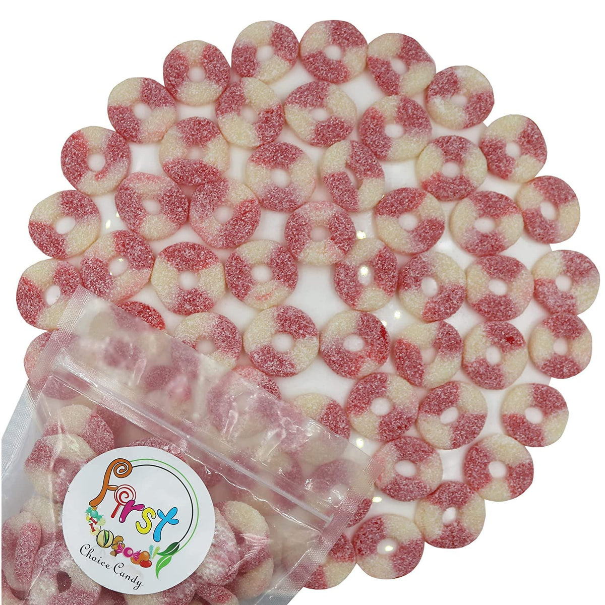 FirstChoiceCandy Gummy Rings (Sour Mini Strawberry, 2.2 Pound (Pack of 1))