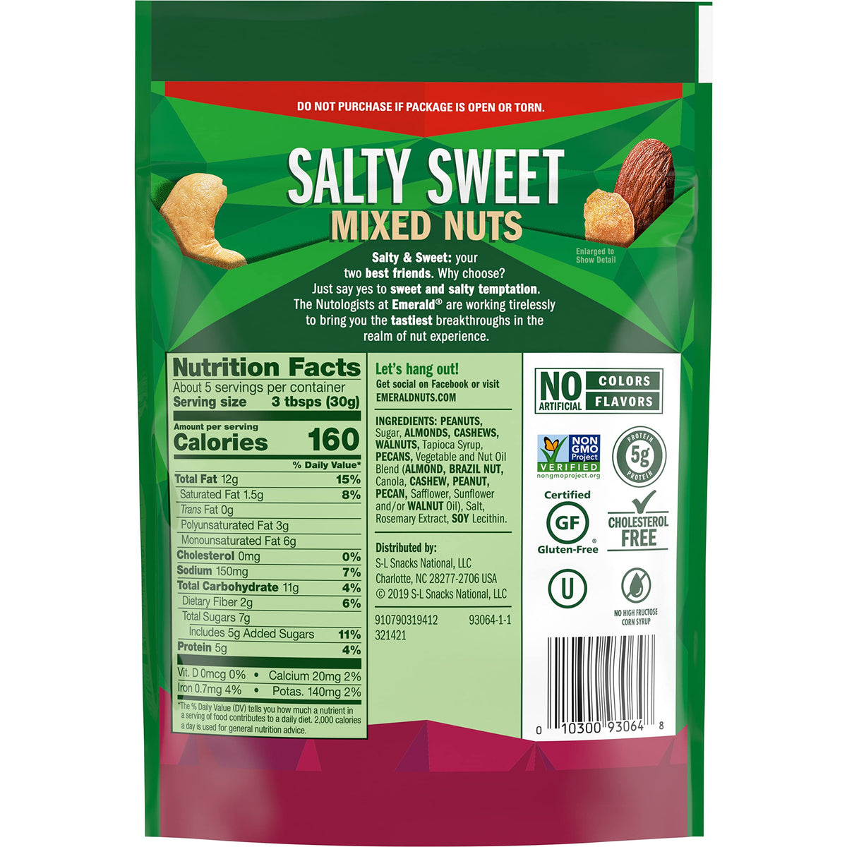 Emerald Nuts, Salty Sweet Mixed Nuts, 5.5 Oz (Pack of 2)