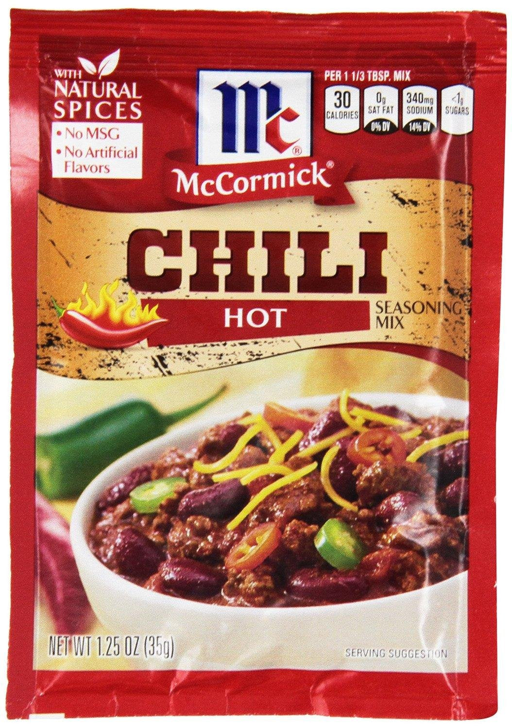 McCormick HOT Chili Seasoning Mix (Pack of 2) 1.25 oz Packets
