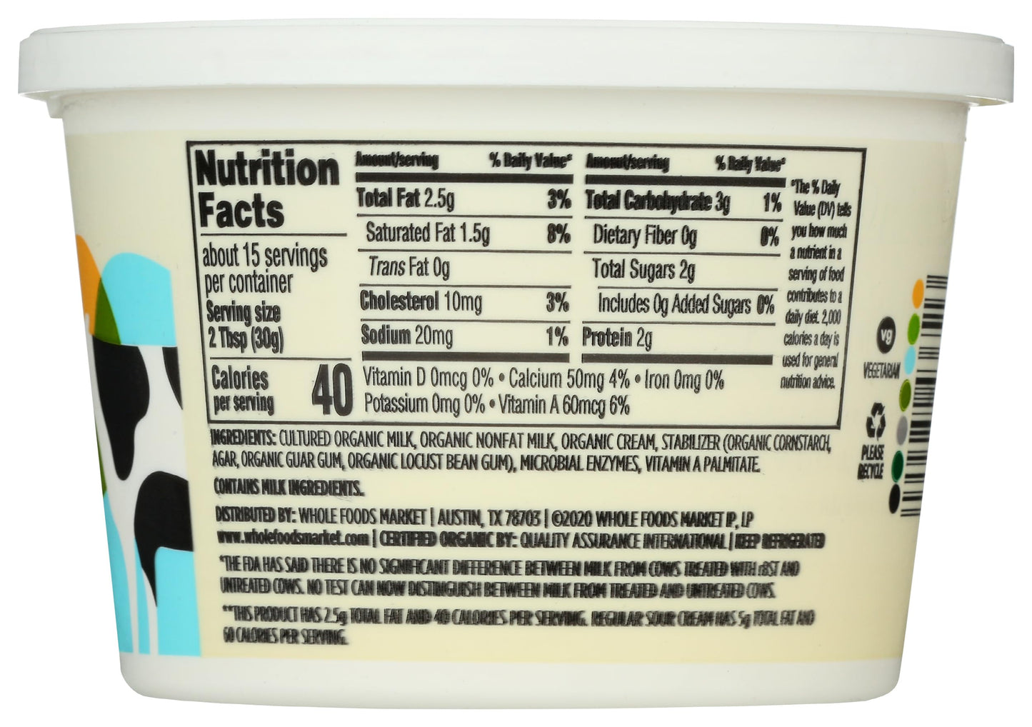 365 Everyday Value, Organic Low Fat Sour Cream, 16 oz