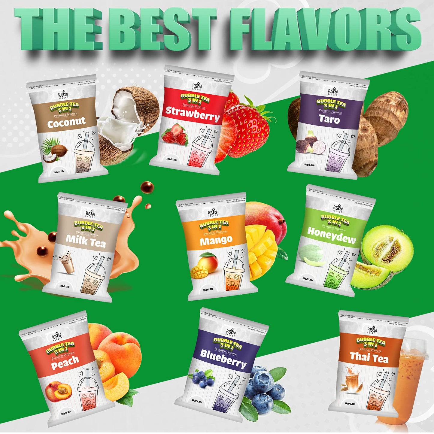 Fusion Select 2.2Lb Coconut Milk Tea Powder Coconut Flavored-3-In-1 Drink Powder With Cream & Sugar - Instant Pre-Mixed Beverage For Hot Or Cold Blends Or Yummy Frappes
