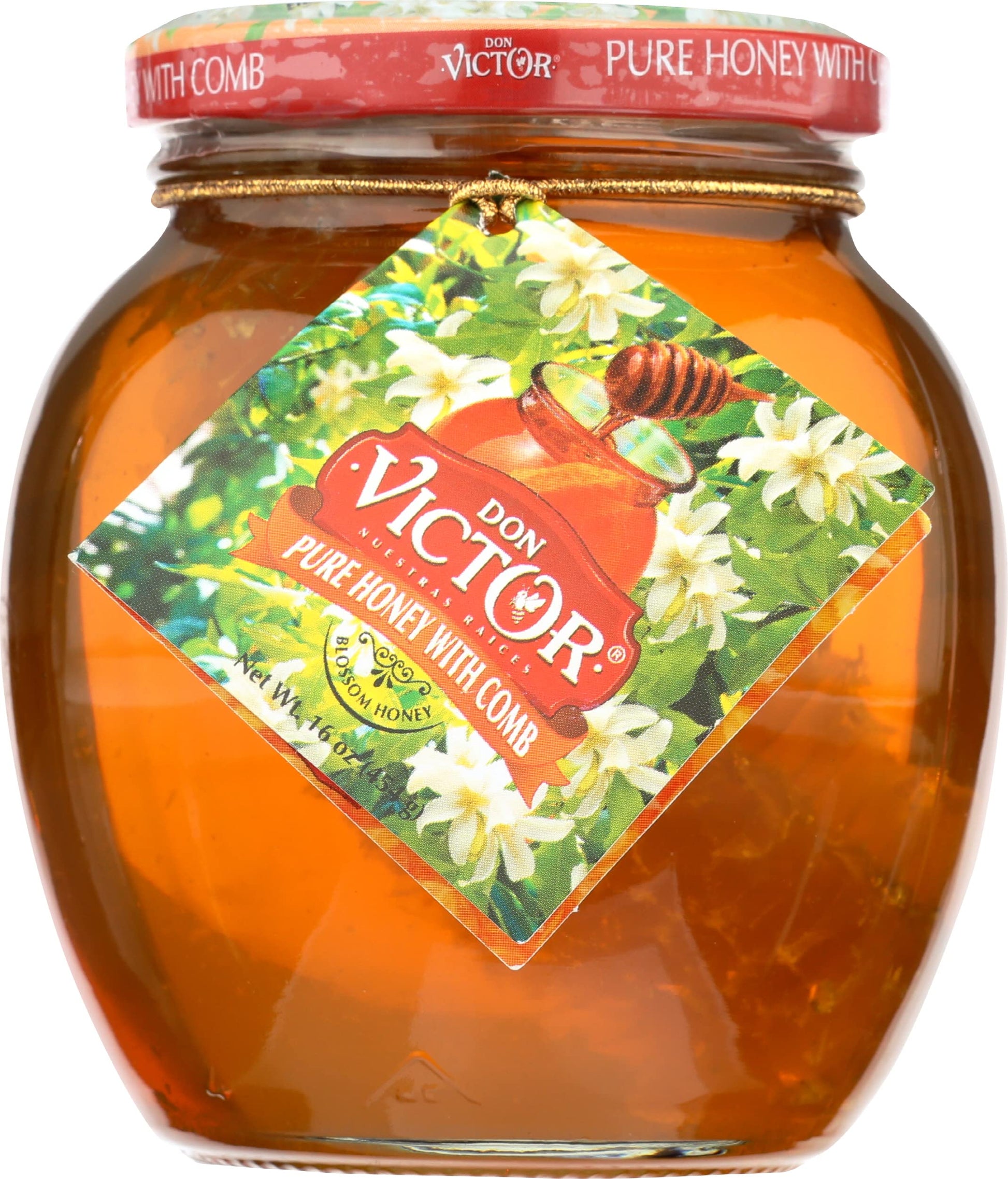 Don Victor Orange Blossom Comb Honey Globe Jar, 16 Ounce