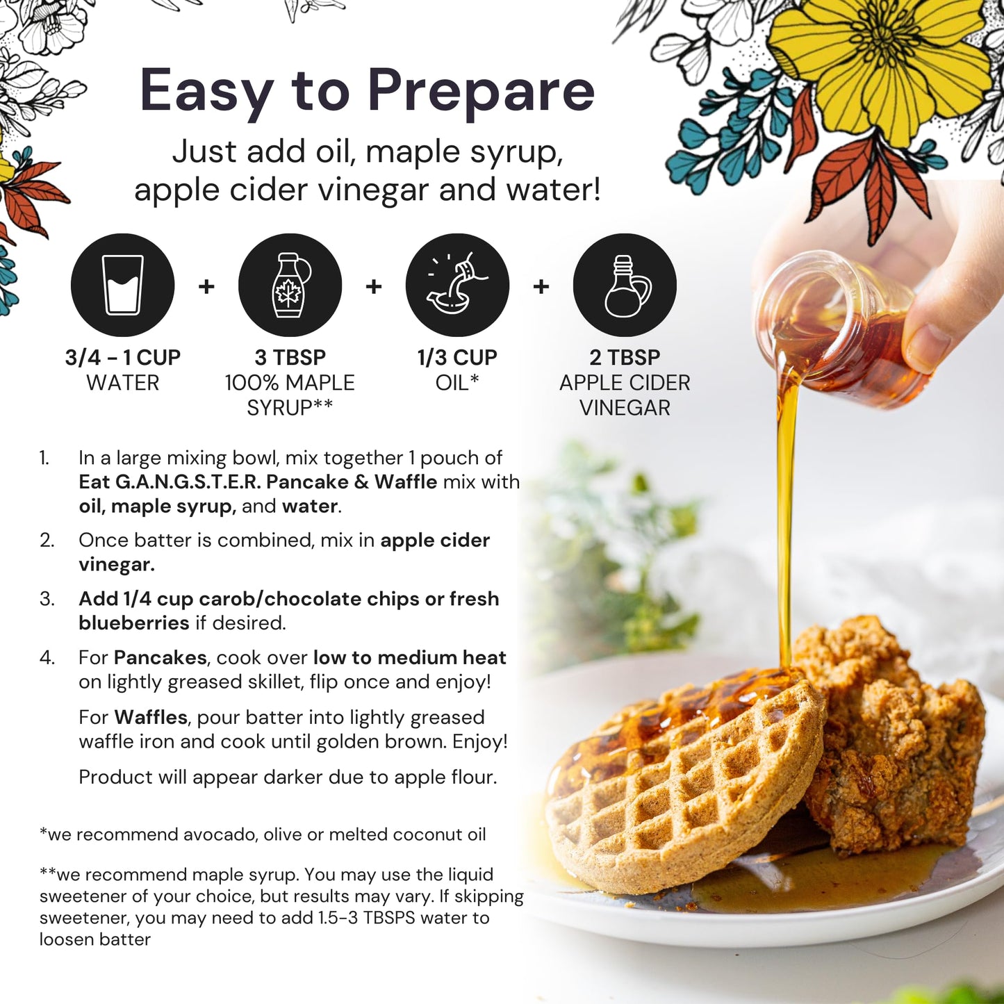 eat G.A.N.G.S.T.E.R. Vegan Pancake & Waffle Mix - Grain-Free, Allergy-Friendly, 8.9 oz (Pack of 3)