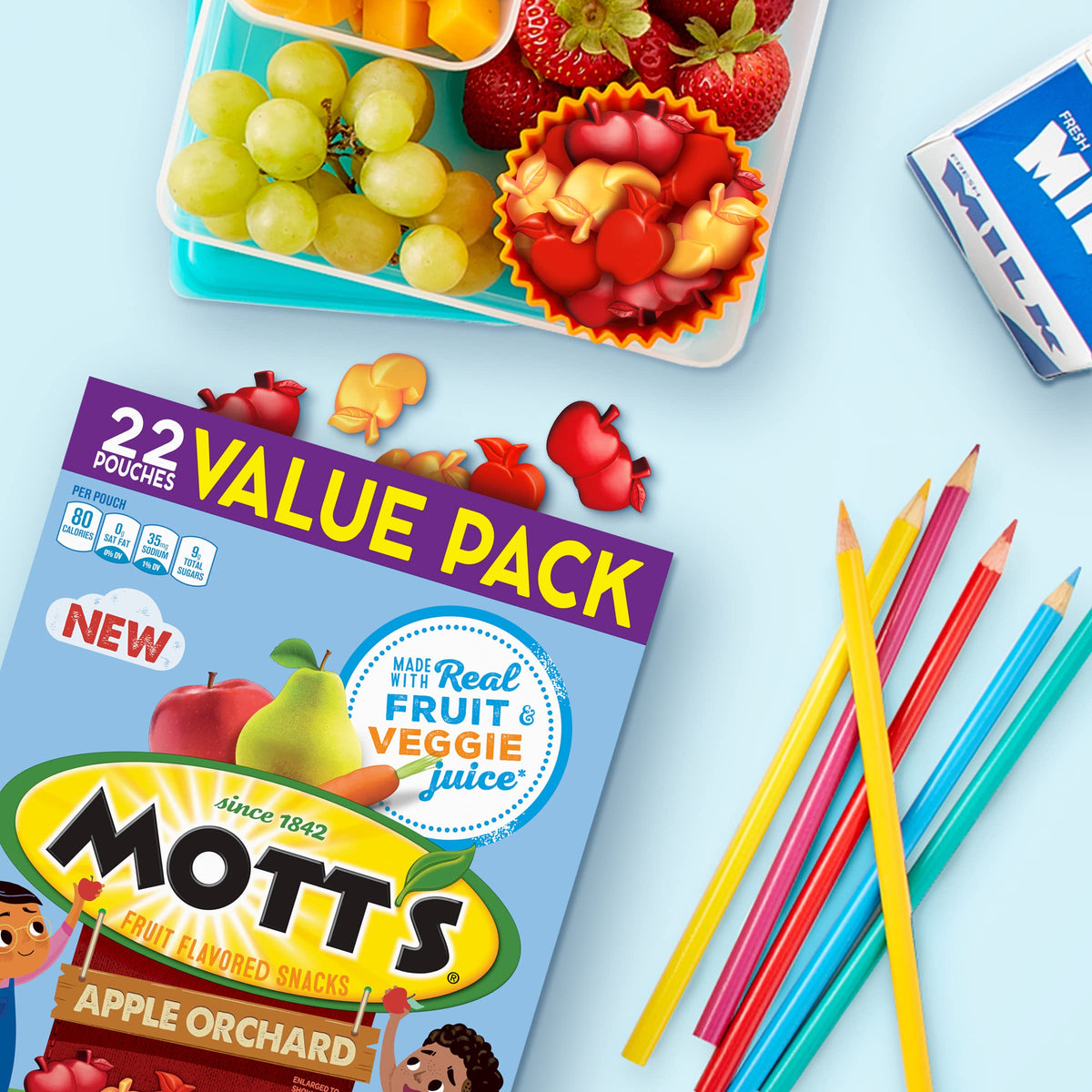Motts Fruit Flavored Snacks, Apple Orchard, Gluten Free, 40 ct (Pack of 5)