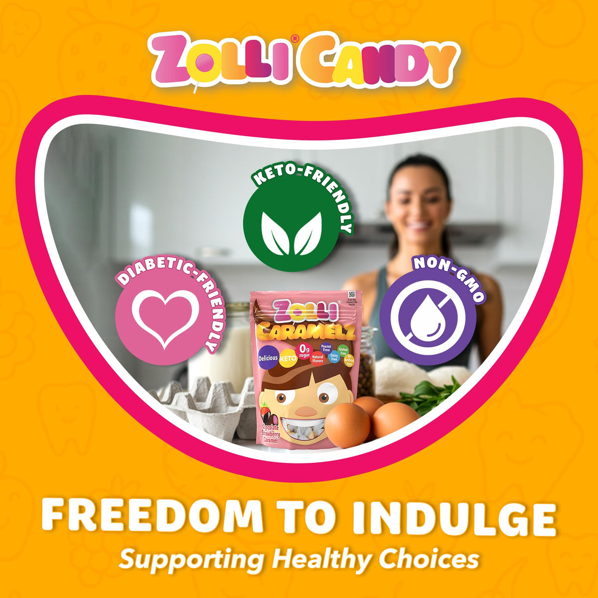 Zolli Caramelz Sugar-Free Candy - Creamy, Chewy, Dye-Free, Keto & Diabetic-Friendly Healthy Candy, Dentist-Approved Treats for K