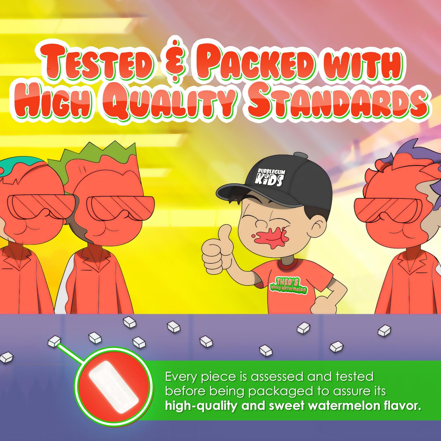 Bubblegum Kids Sugar Free Gum - Vegan Friendly Bubble Gum - Wacky Watermelon Flavor - 55 Count (Pack of 6)