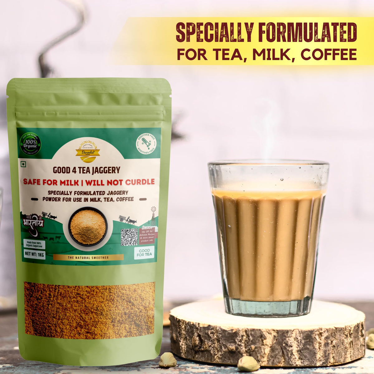 Danodia Foods 2 lbs Organic Jaggery Powder Specially Formulated | For Tea, Milk and Coffee | Brown Sugar Substitute, Non-GMO, Ve