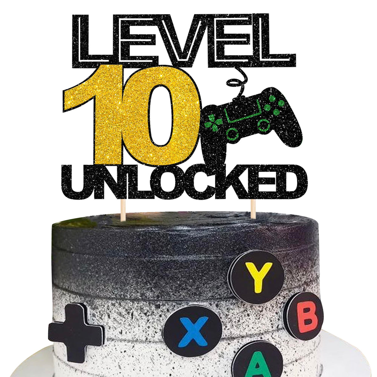 1 Pack 10Th Birthday Video Game Cupcake Toppers Gaming Level Unlocked Game On Controllers Cupcake Picks Game Theme Baby Shower Kids Boys Girls 10Th Birthday Anniversary Party Cupcake Decorations