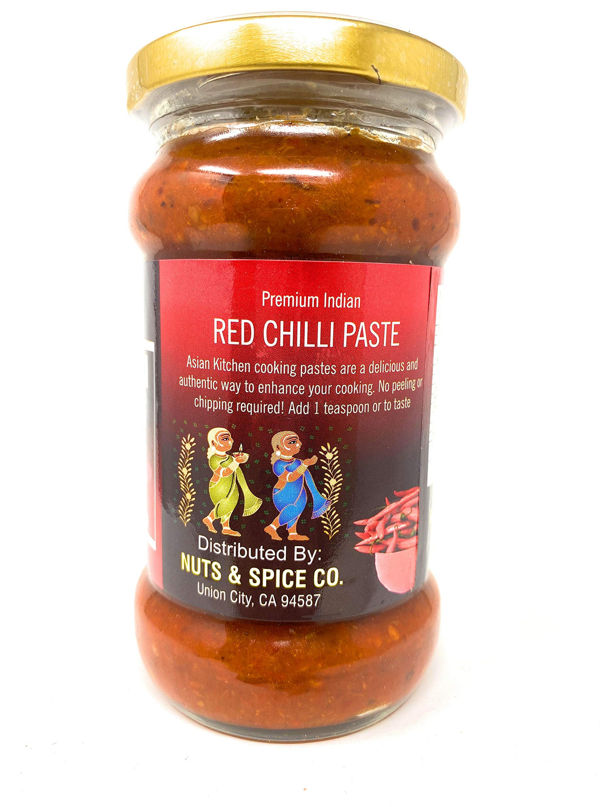 Asian Kitchen Red Chilli Cooking Paste 10.58Oz (300G) Glass Jar ~ Vegan | Gluten Free | Non-Gmo | No Colors | Indian Origin