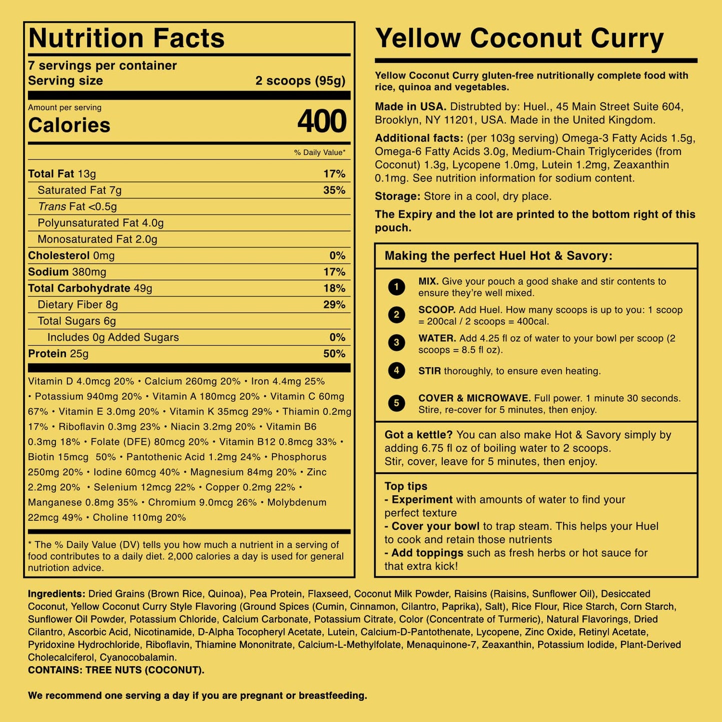 Huel Hot and Savory Meal Replacement, Yellow Coconut Curry, 14 Scoops, 1.47 lb