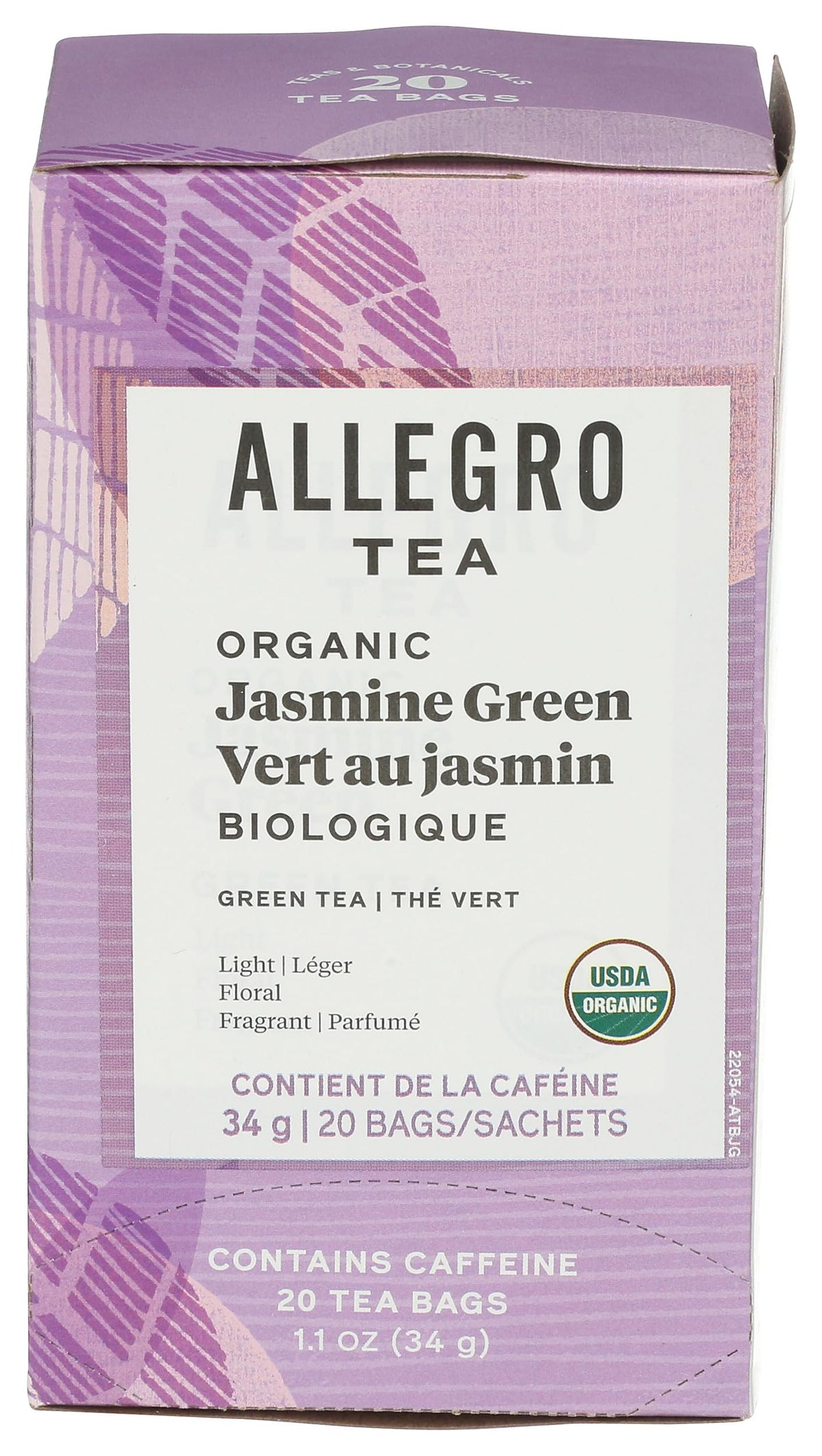 Allegro Tea, Organic Jasmine Green Tea Bags, 20 Ct