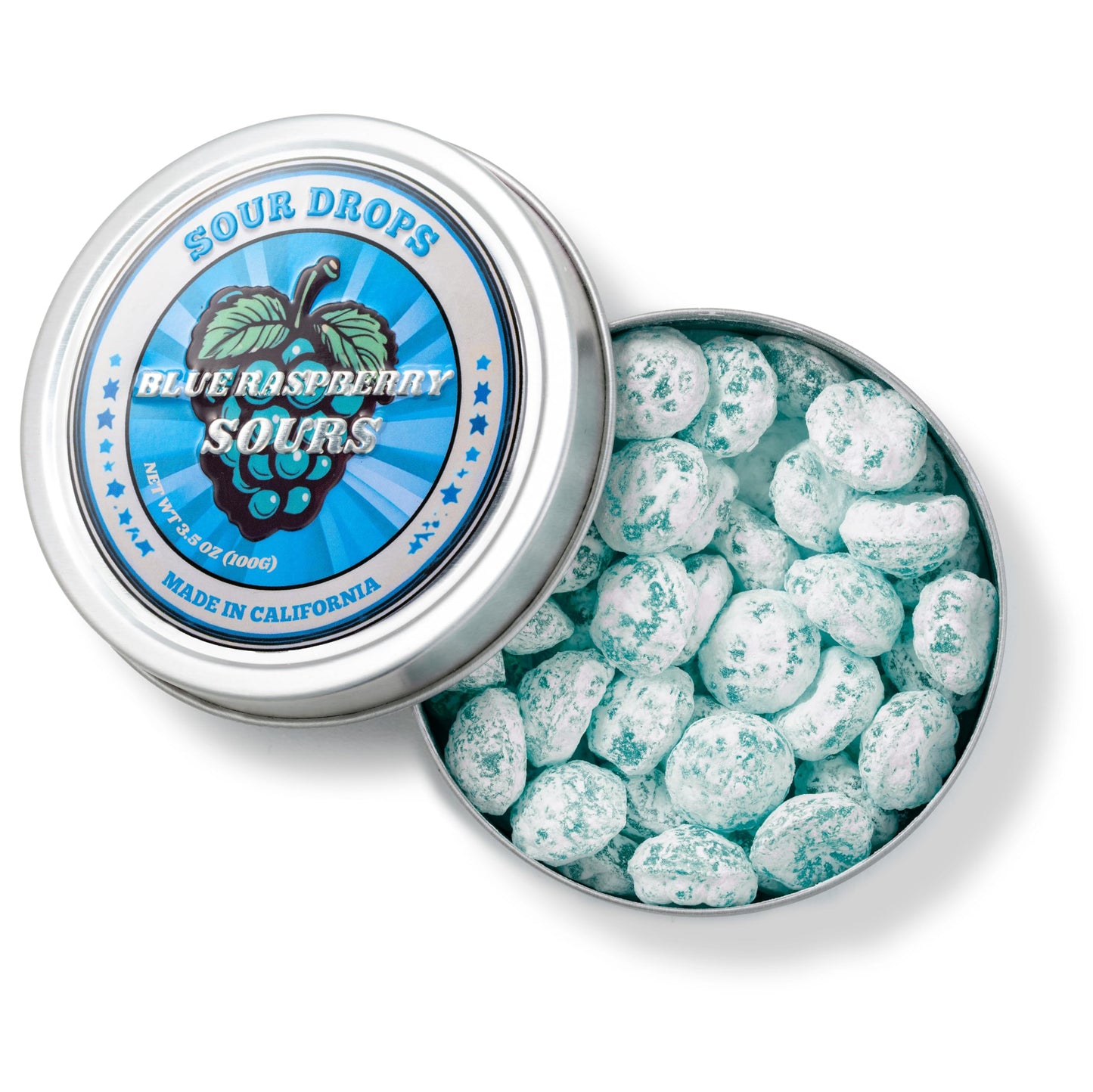 Sour Drops Variety Flavor Sour Hard Candy Drops, 3.5 Ounce Tins - 3 Pack, Tangerine, Watermelon, Blue Raspberry