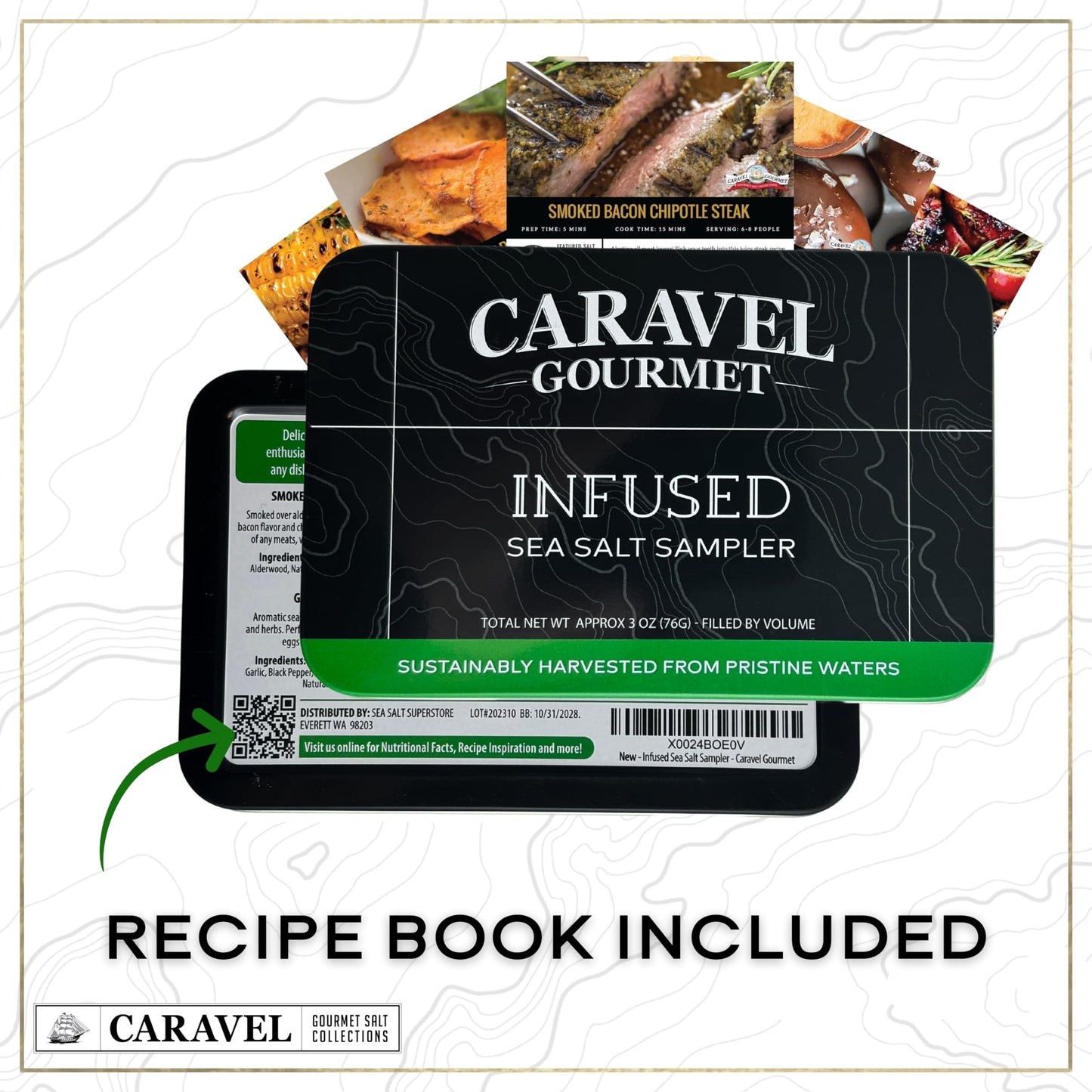 Caravel Gourmet Sea Salt Gift Set - 12 Flavors, 14 Piece Set, Reusable Tins - Great Gifts for Everyone