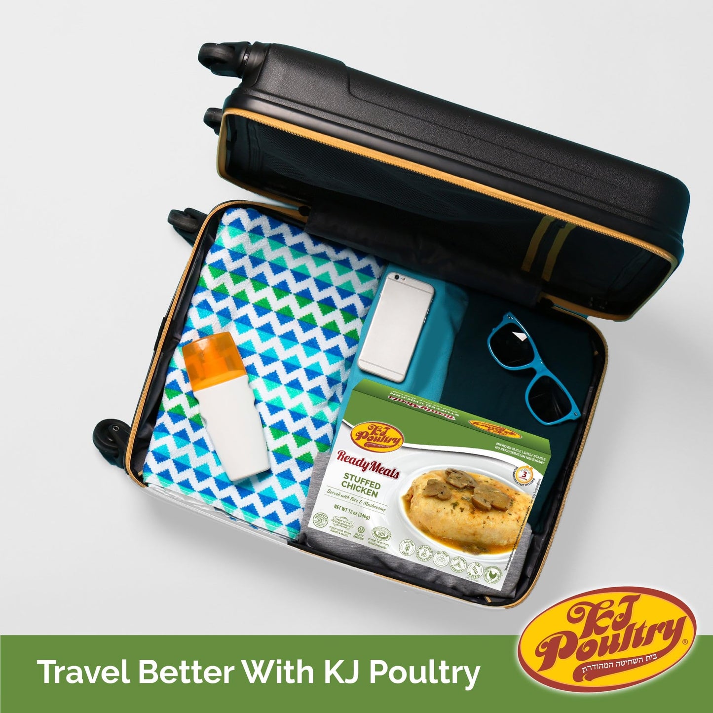 Kj Poultry Kosher Ready Meals - Stuffed Chicken Breast Rice, Mre Meat Meals Ready To Eat, Gluten Free, Halal, (3 Pack) Prepared Entree Fully Cooked, Shelf Stable Microwave Dinner, Travel Military