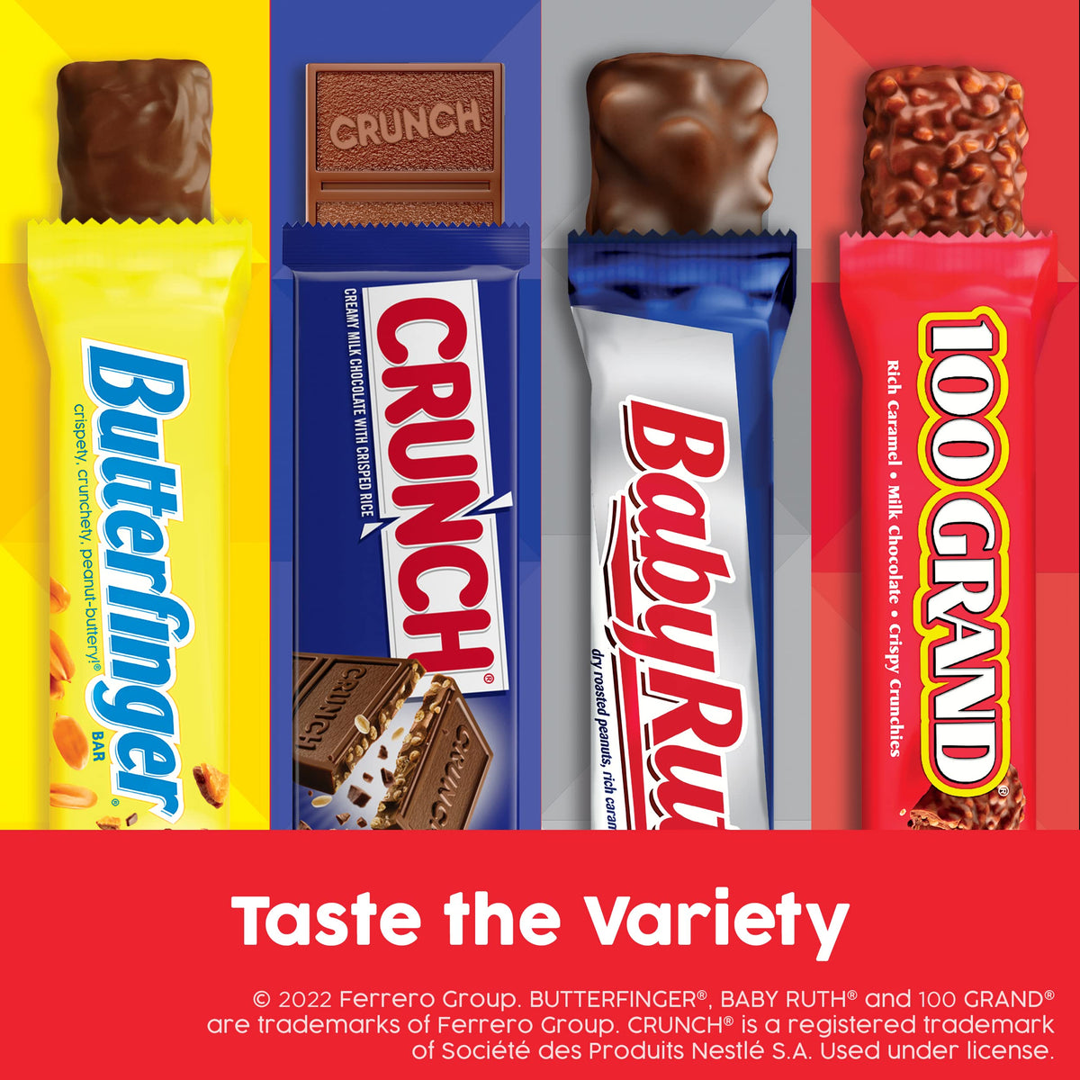 Butterfinger, Crunch, Baby Ruth And 100 Grand, Bulk 20 Pack, Assorted Full Size Chocolate Candy Bars, 35 Oz