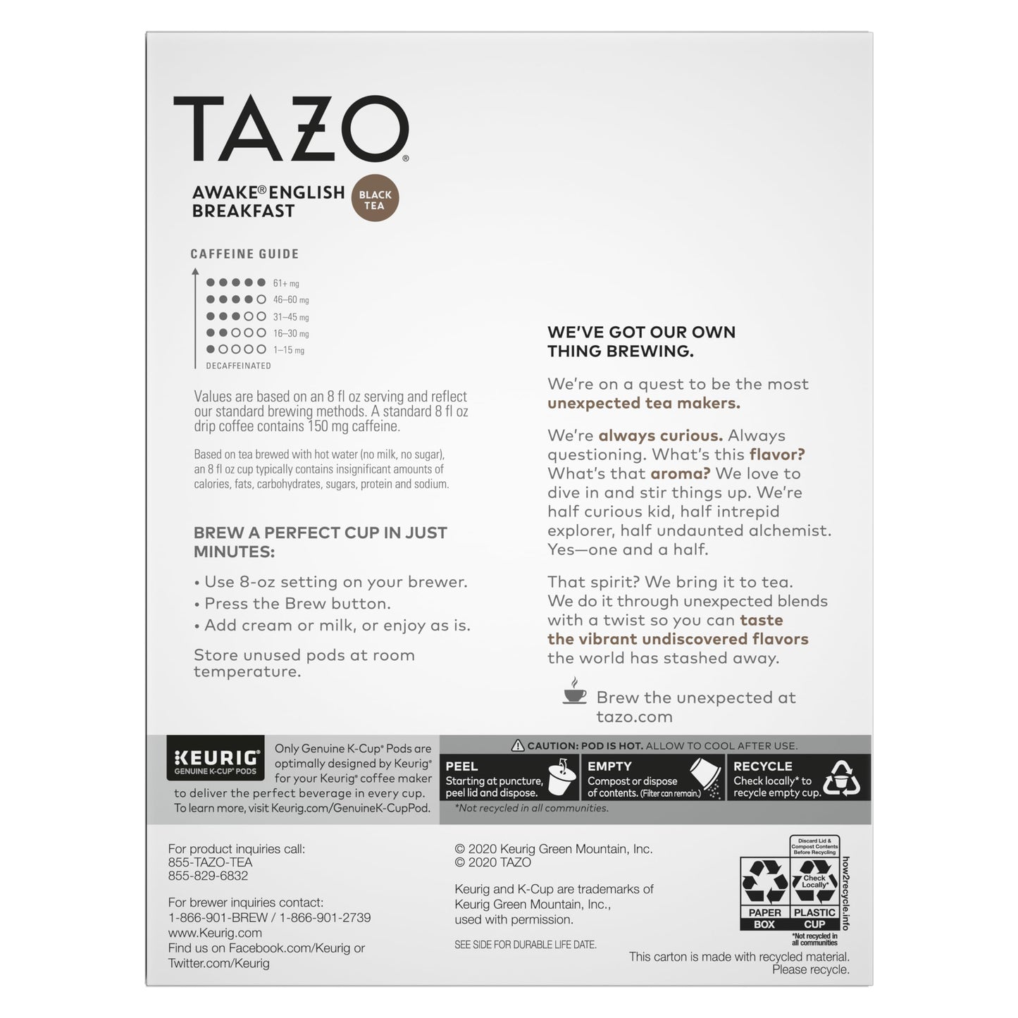 TAZO K-Cups Bold Traditional Breakfast-Style Black Tea, 22 Count, Model 68375780