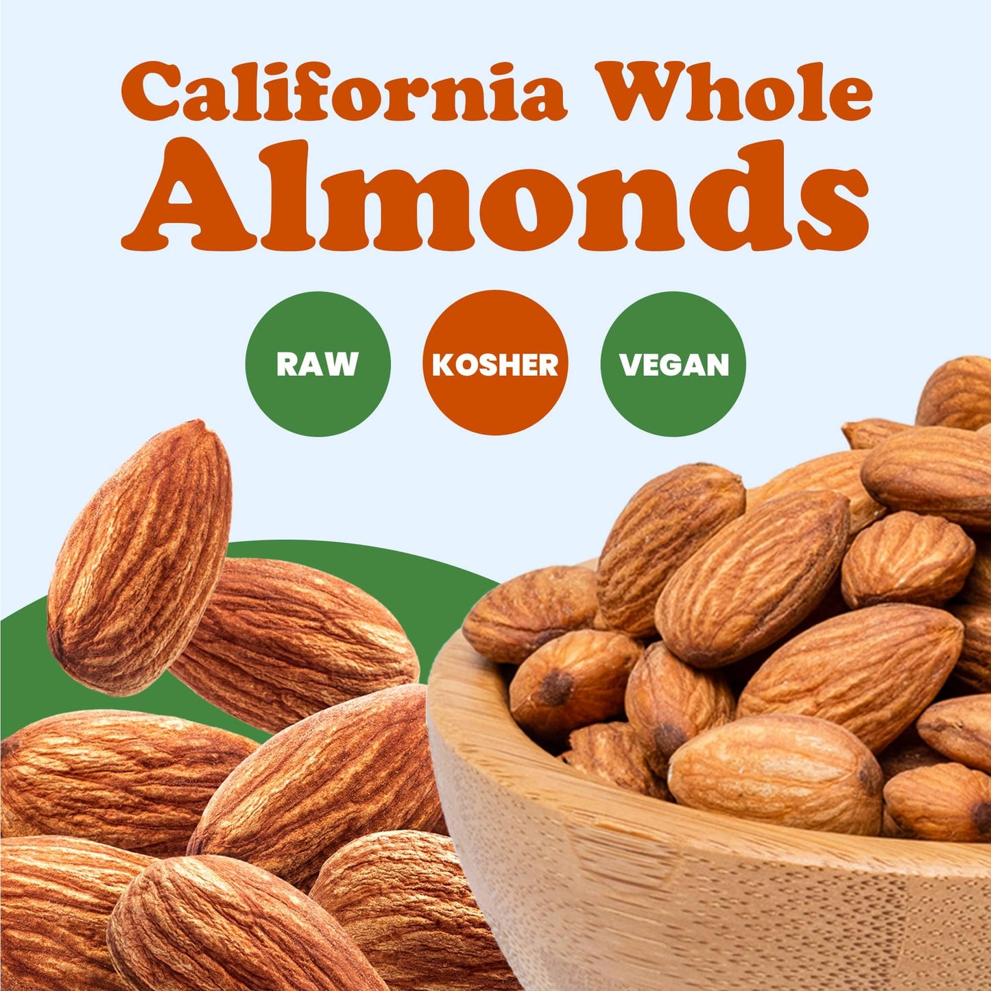 Food To Live - California Almonds, 3 Pounds - Supreme, Whole, Raw, Unsalted, Unroasted Nuts, Natural. Kosher, Vegan. Keto, Paleo