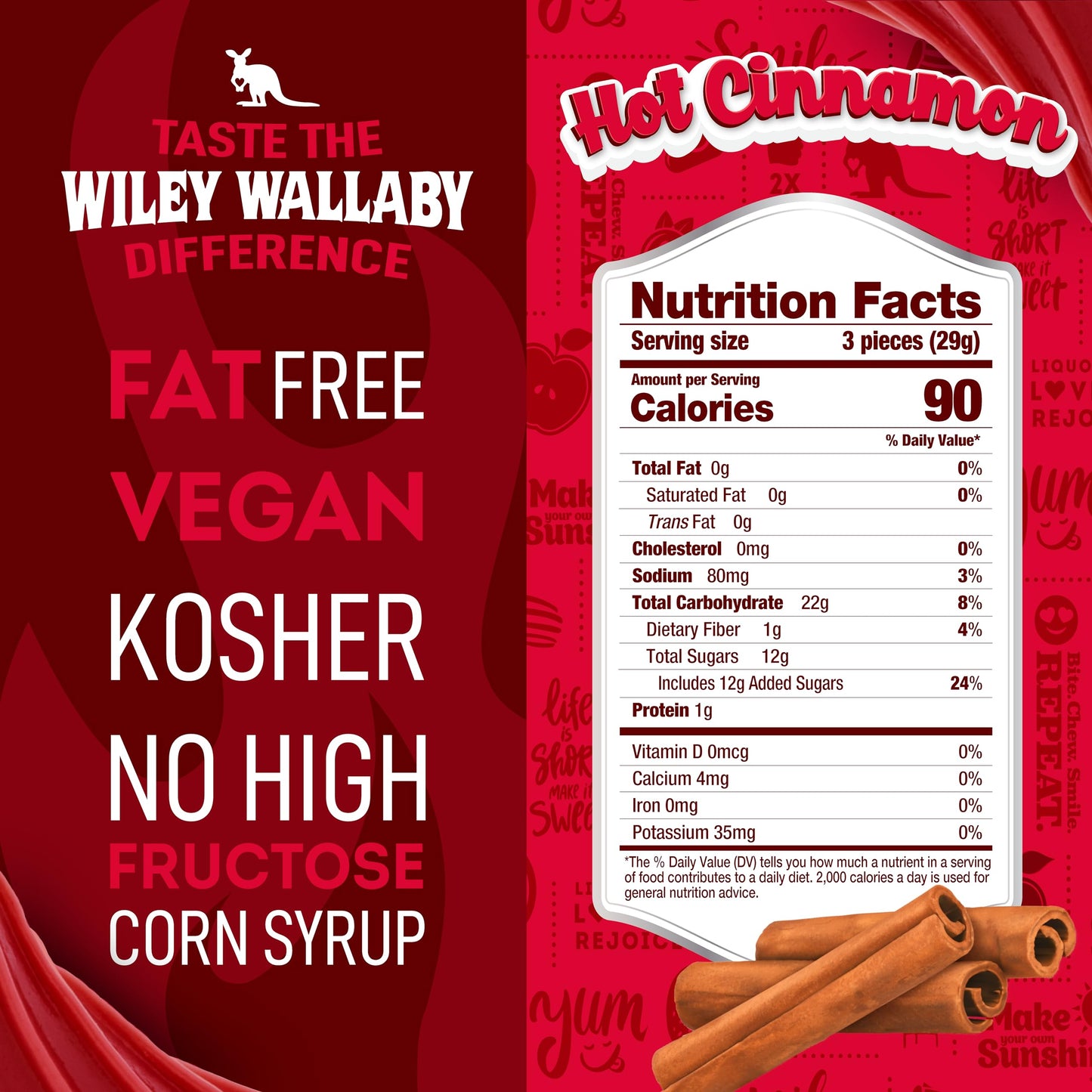 Wiley Wallaby Licorice 24 Ounce Classic Gourmet Soft & Chewy Australian Cinnamon Licorice Candy Twists, 3 Pack