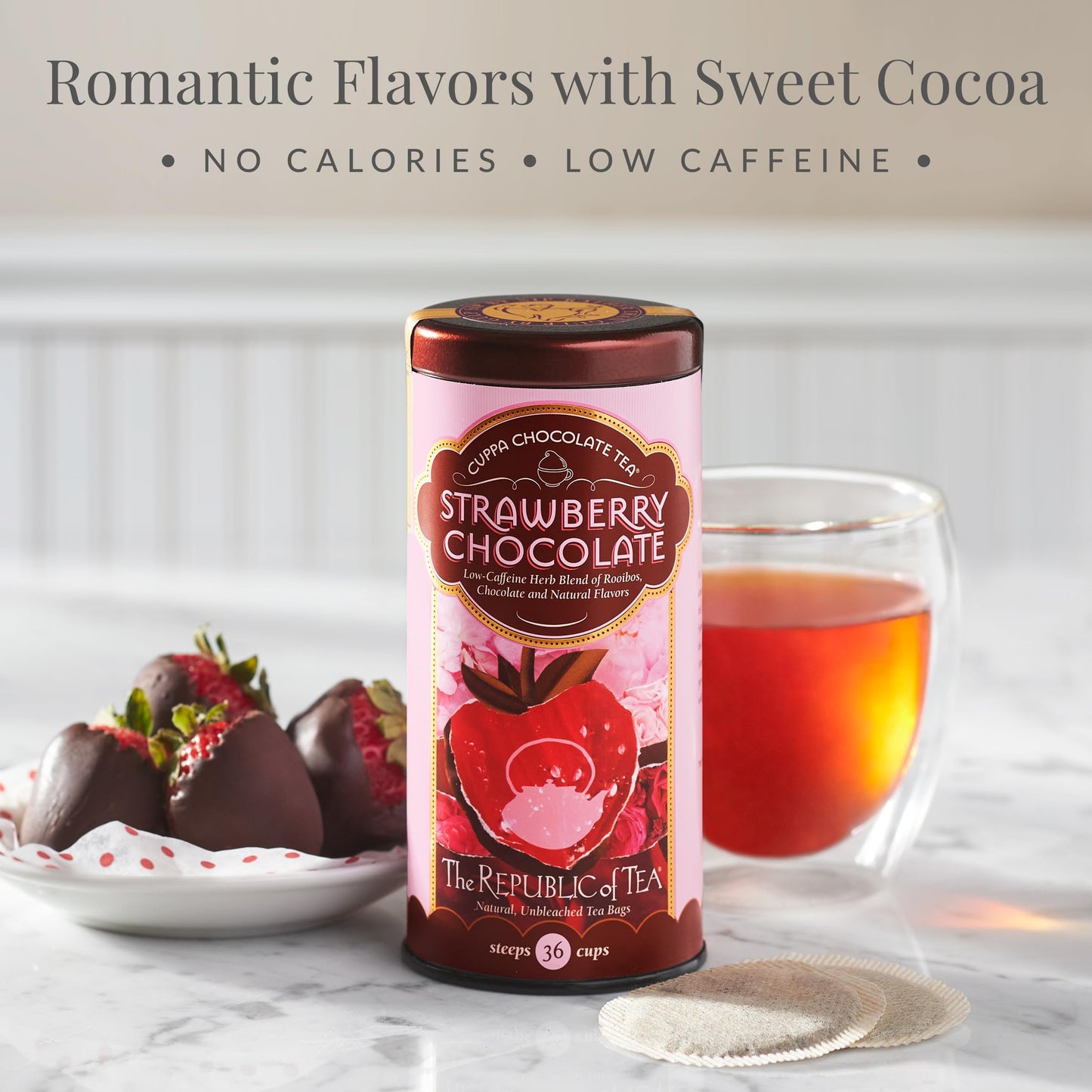The Republic of Tea Strawberry Cuppa Chocolate Tea, 36 Tea Bags, 36 Count
