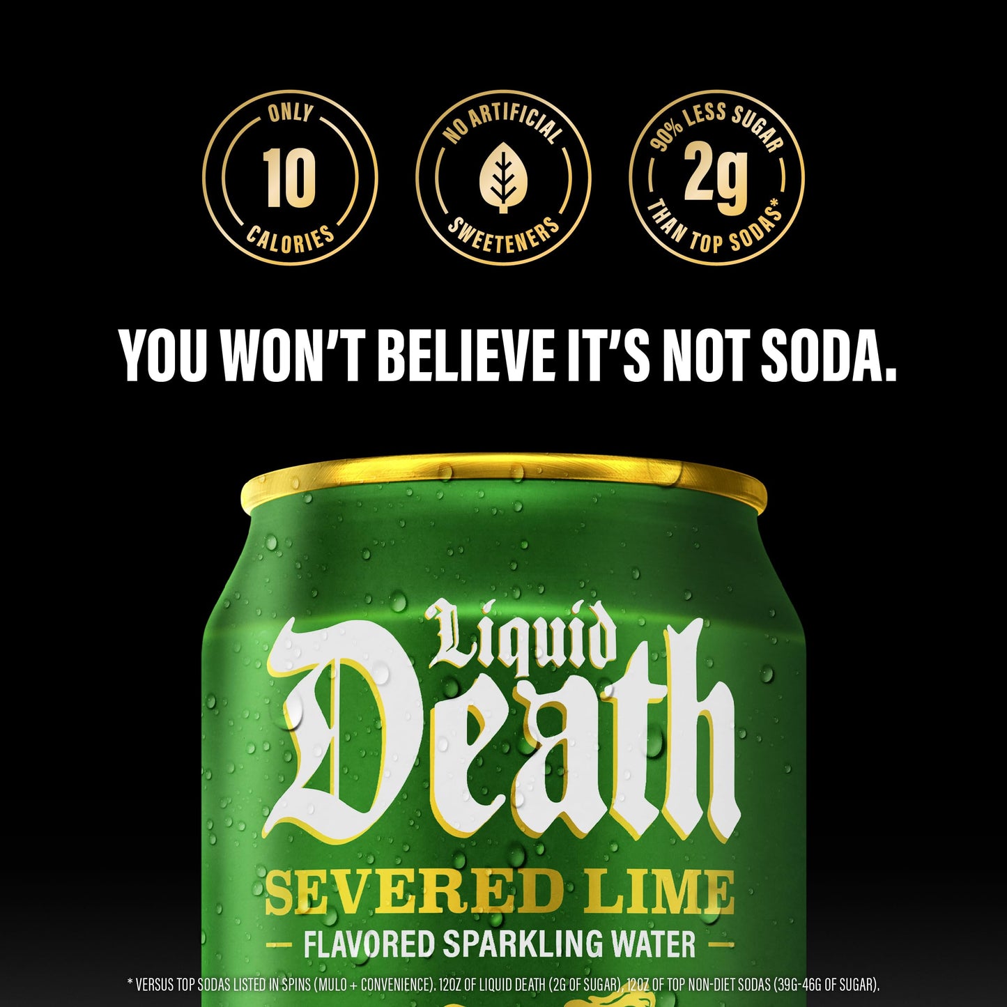 Liquid Death Sparkling Water, Severed Lime Flavor, 12 oz Cans, Pack of 12, Low Sugar, No Artificial Sweeteners
