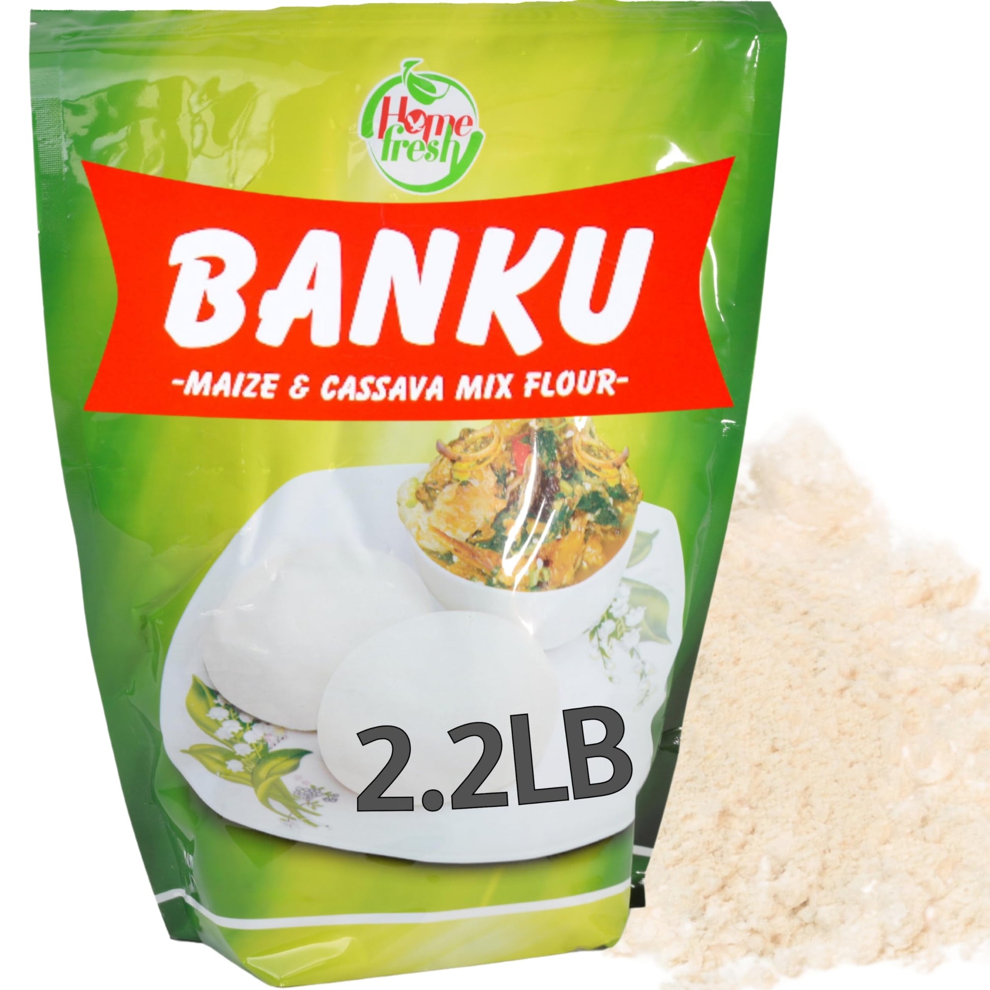 HomeFresh Banku Mix Ghana | Pounded Maize & Cassava Powder 1Kg | African Food Grocery similar to Fufu Flour, Plantain Flour, Ken