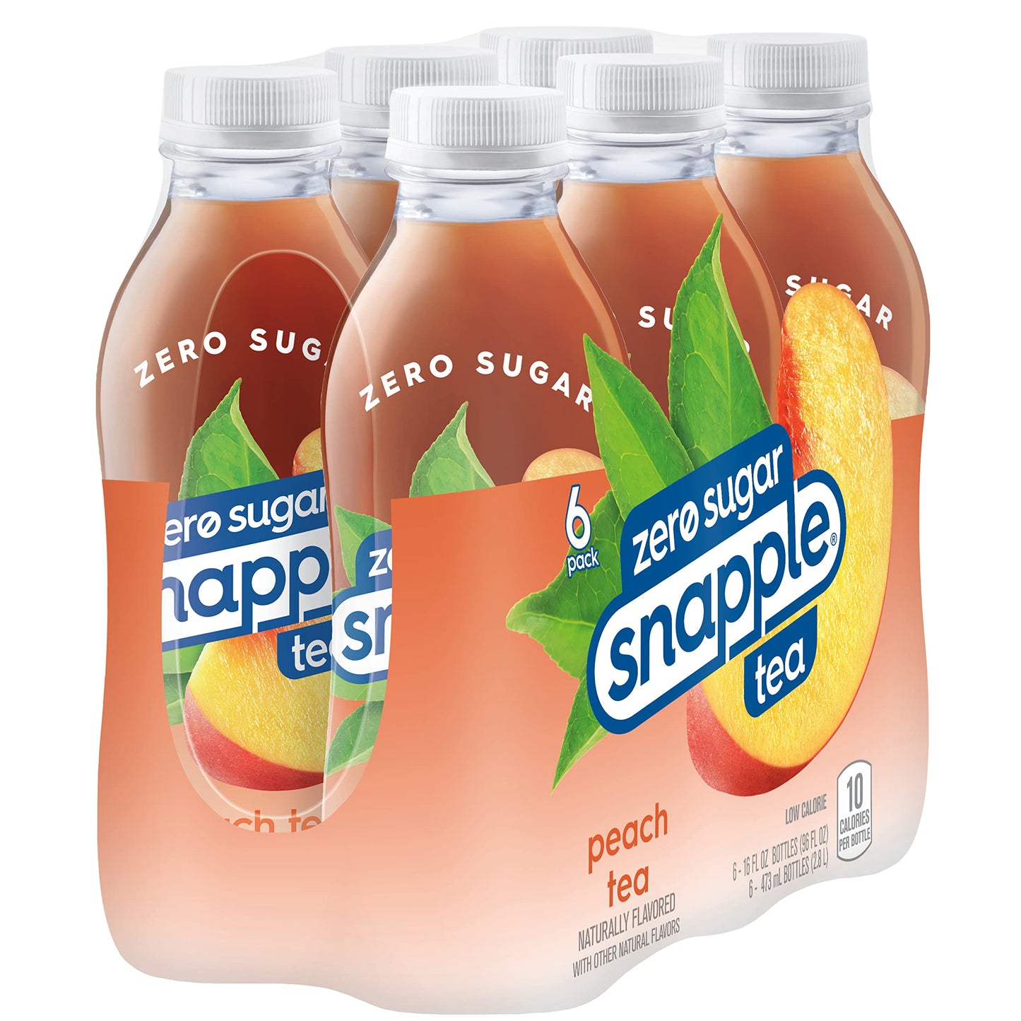 Snapple Zero Sugar Peach Tea  16 fl oz recycled plastic bottle  6 pack
