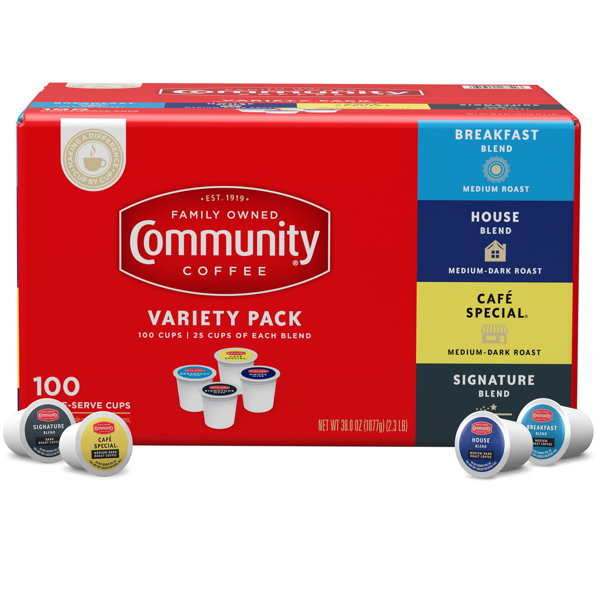 Community Coffee Variety Pack 100 Count Coffee Pods  Medium Dark Roast  Compatible With Keurig K-Cup Beverage Makers
