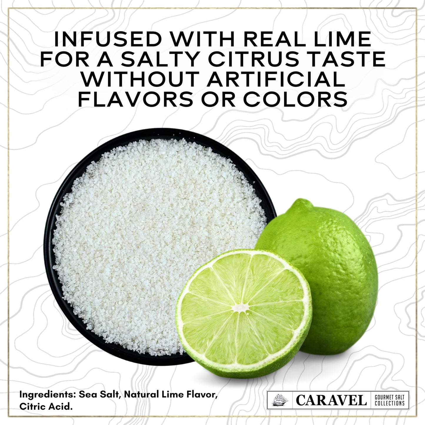 Caravel Gourmet Lime Sea Salt - 4 oz Jar, Ideal for Cooking and Seasoning