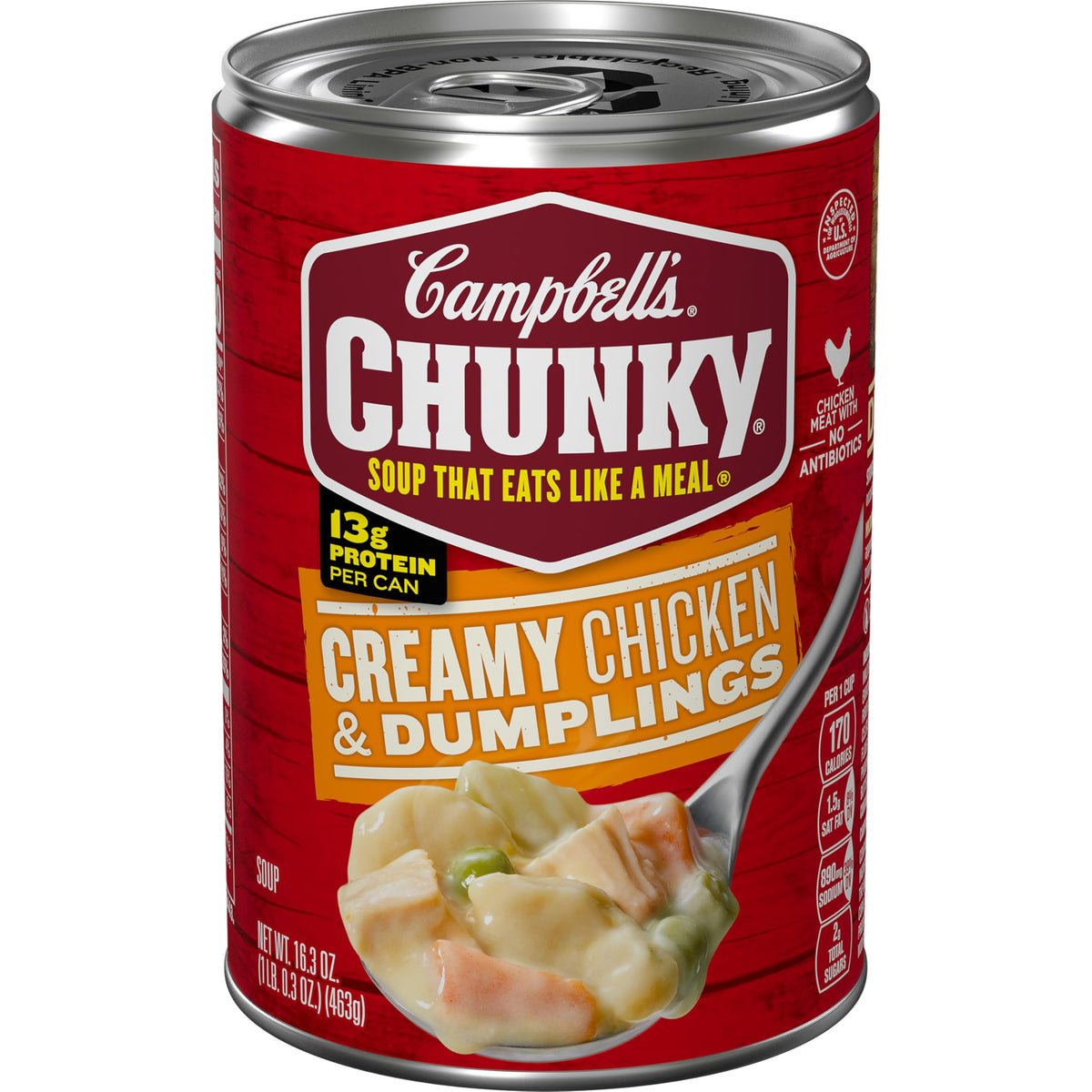 Campbells Chunky Soup, Creamy Chicken and Dumplings Soup, 16.3 Oz Can