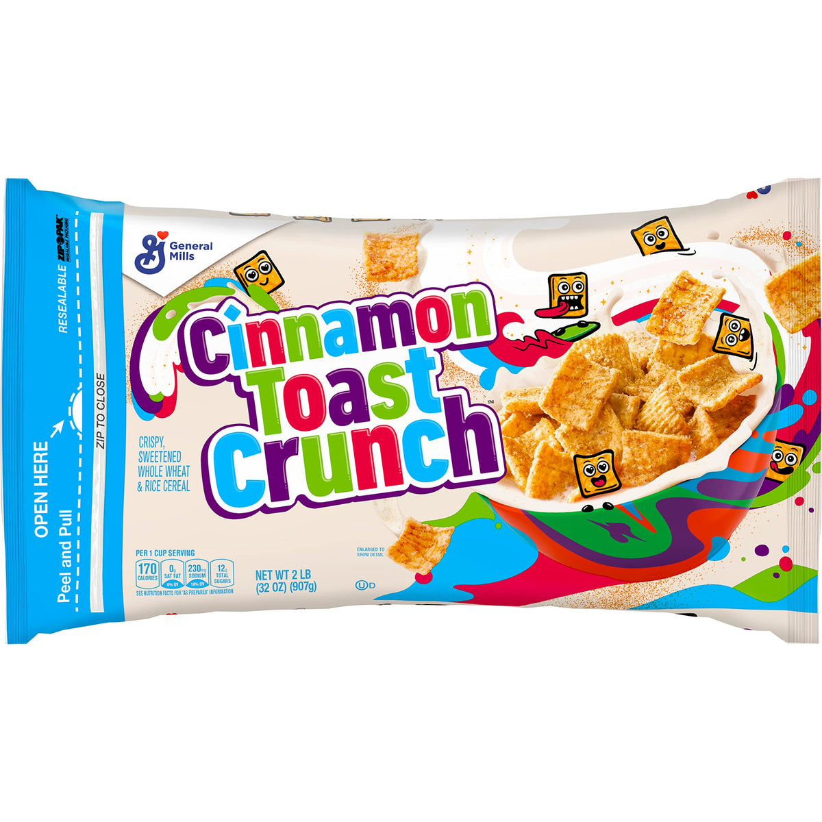 Cinnamon Toast Crunch Breakfast Cereal, Crispy Cinnamon Cereal, Value Bag, 32 Oz